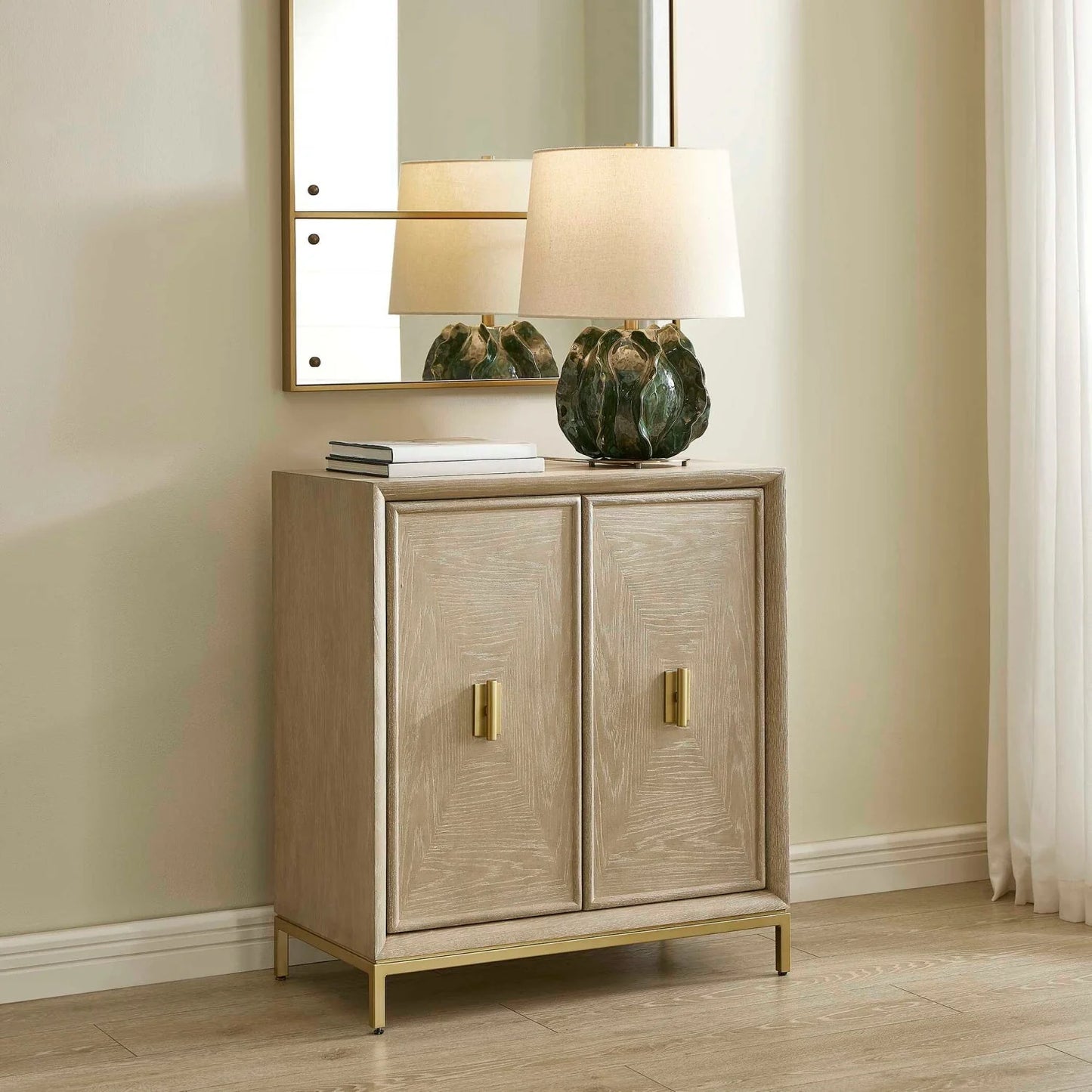 Luxury Modern Cerused Oak 2-Door Cabinet European Style for Villa