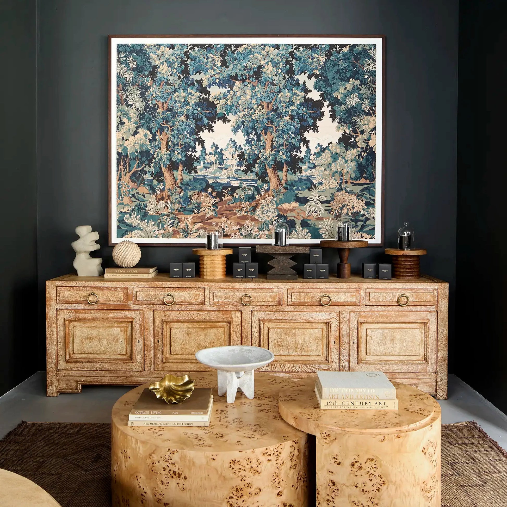 Luxury Modern Cerused Oak Sideboard European Style for Villa