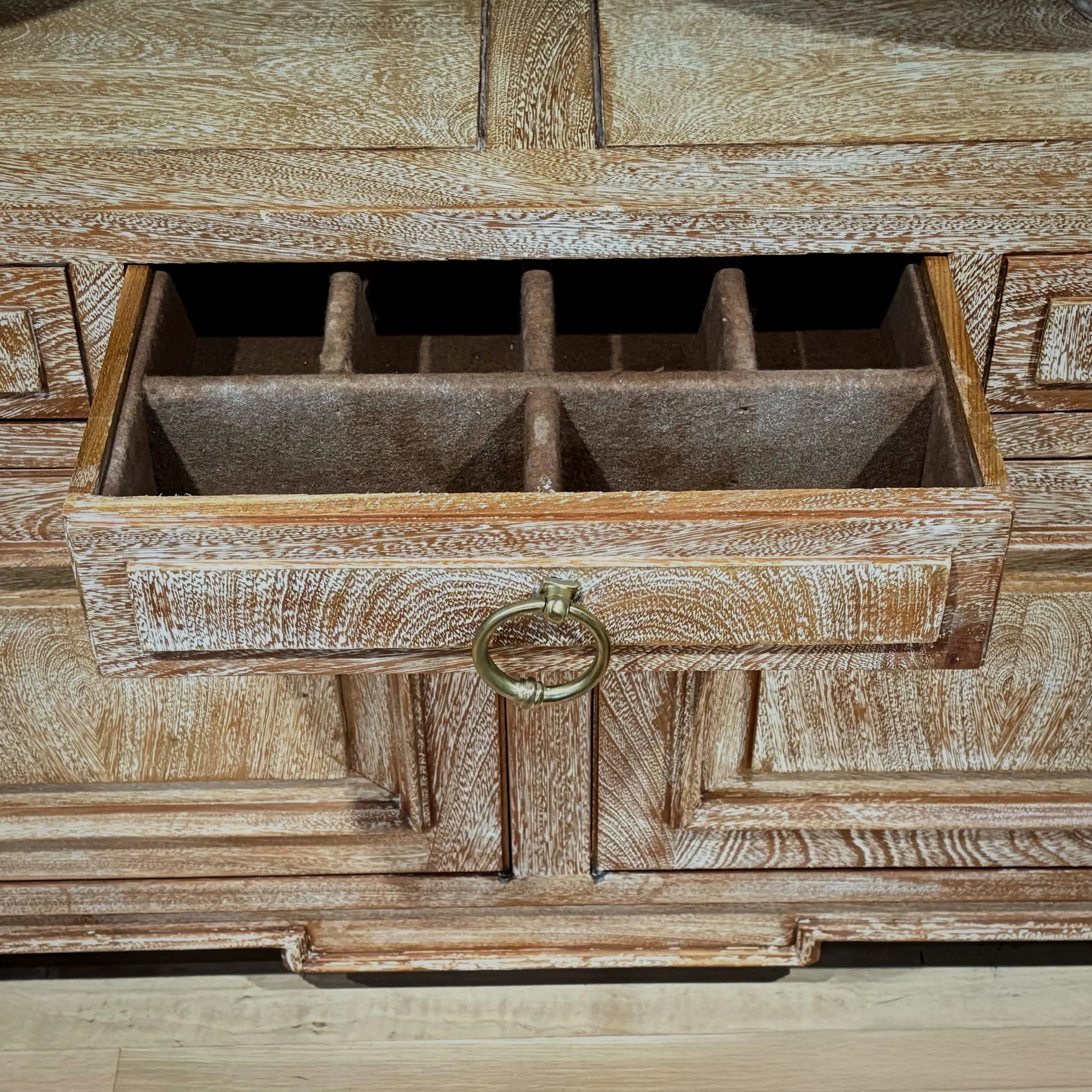 Luxury Modern Cerused Oak Sideboard European Style for Villa