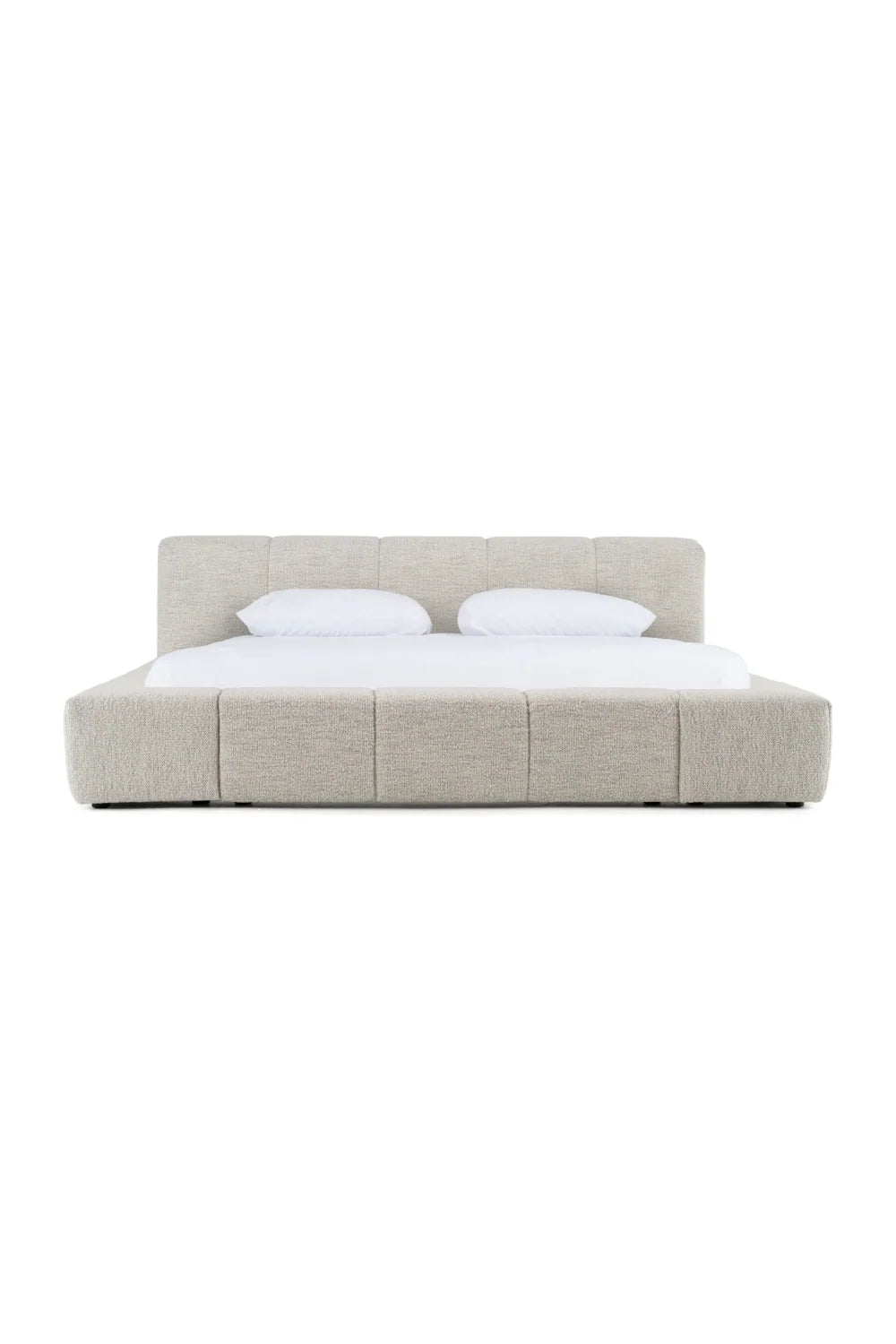 Luxury Modern Channel Tufted Cream Bed European Style for Villa