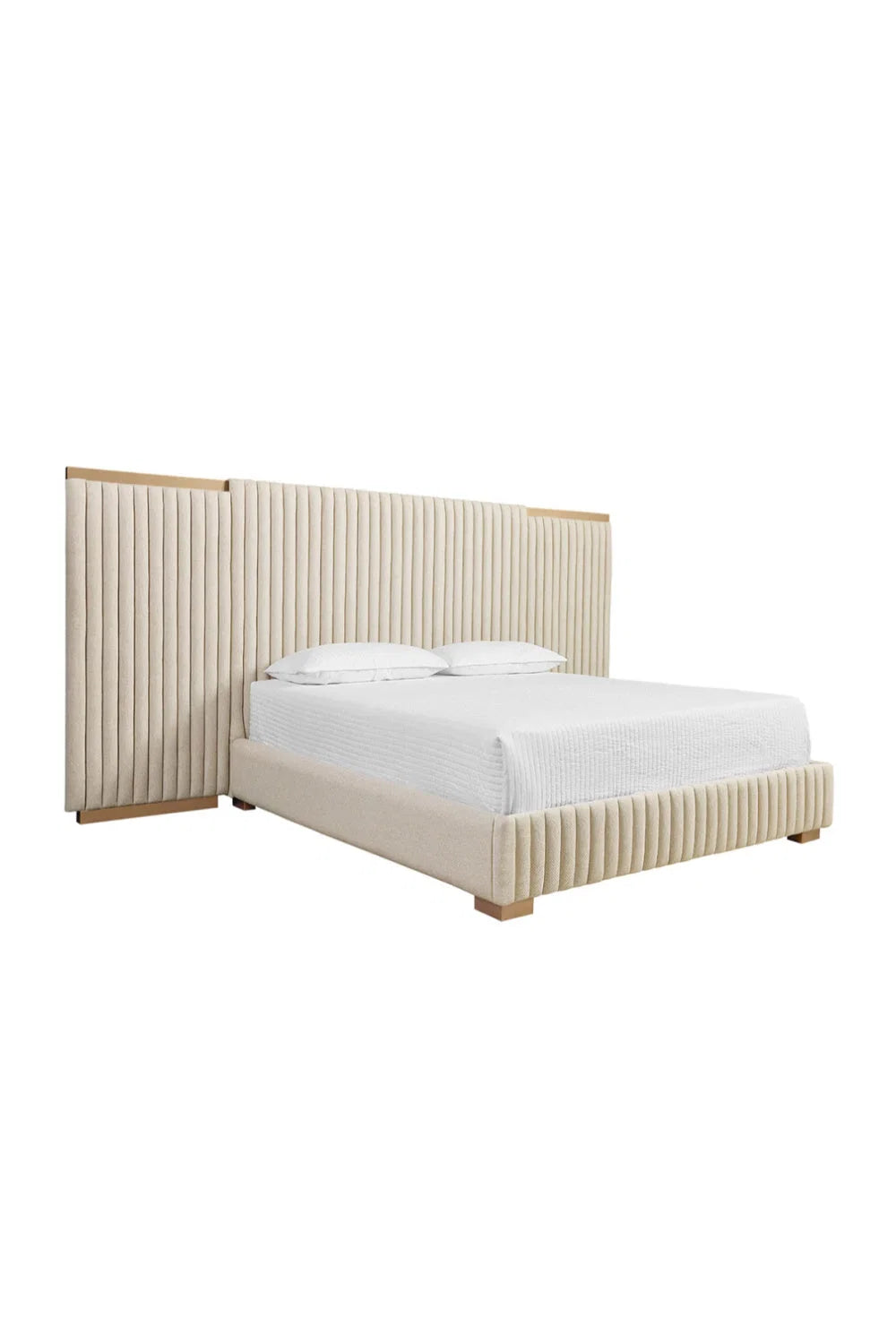 Luxury Modern Channeled Fabric King Bed European Style for Villa