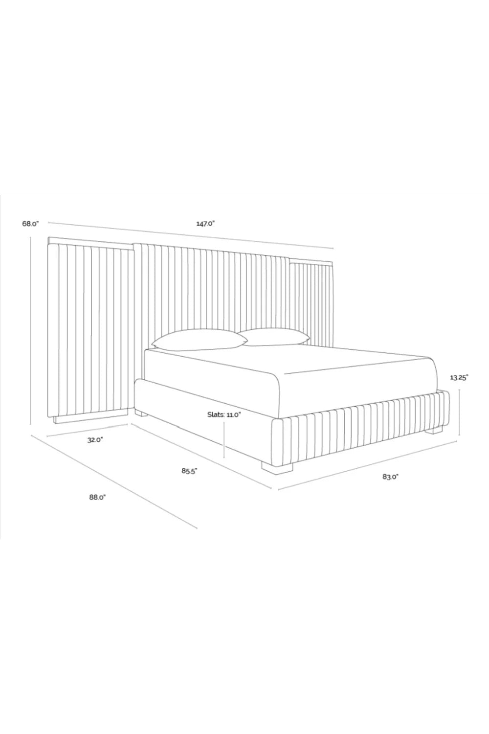 Luxury Modern Channeled Fabric King Bed European Style for Villa
