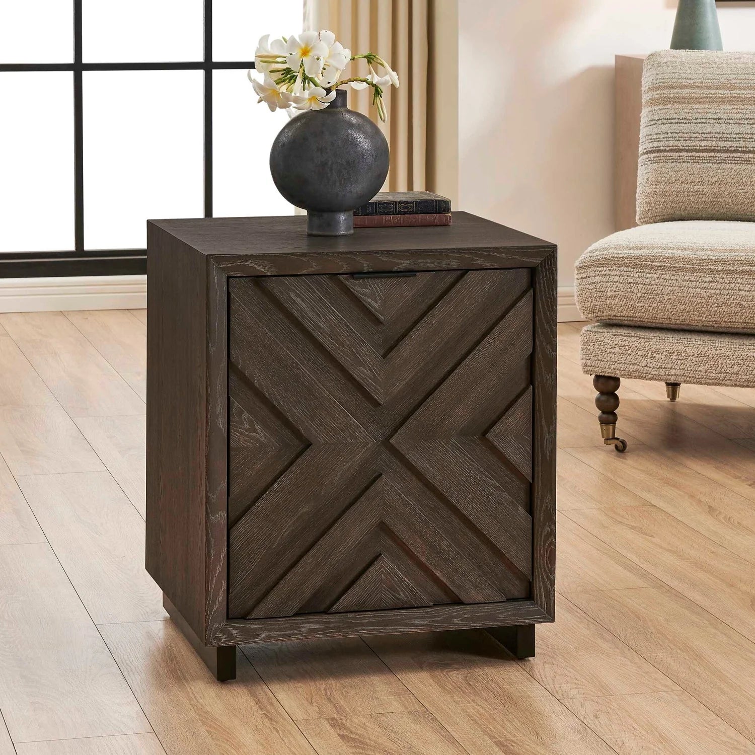 Luxury Modern Chevron Oak Cabinet European Style for Villa