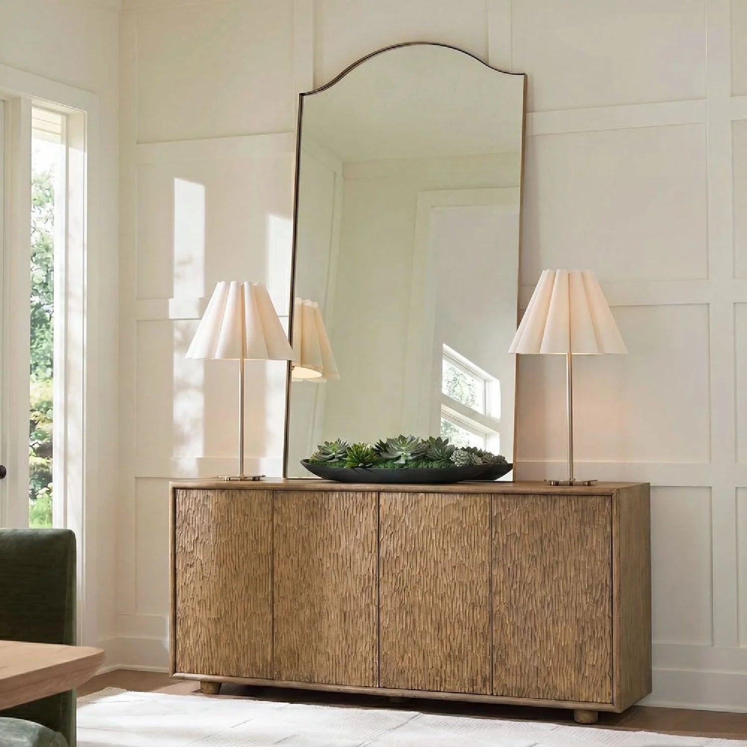 Luxury Modern Chiseled Mindi Wood 4-Door Cabinet European Style for Villa