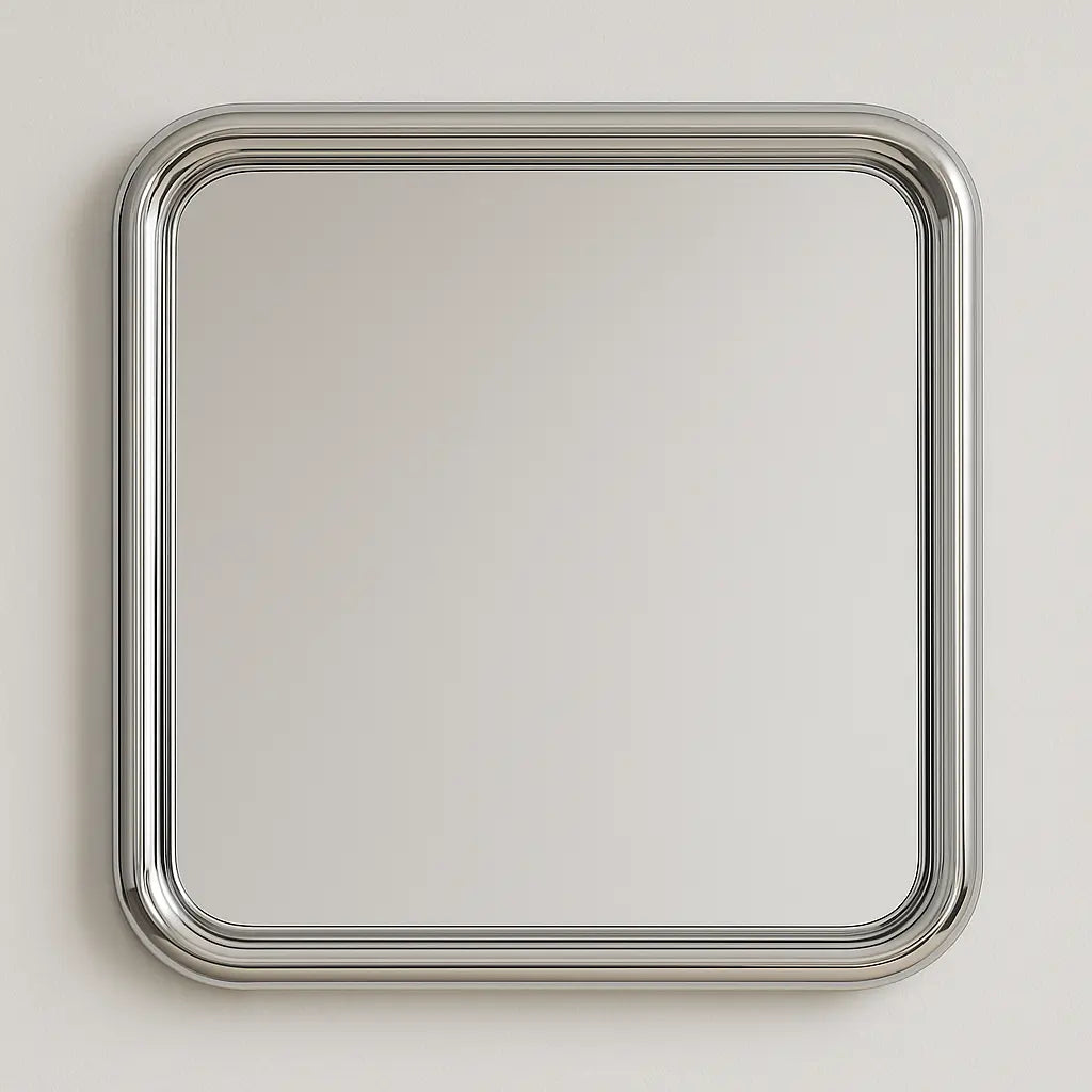 Luxury Modern Chrome Bold Square Mirror European Style for Villa