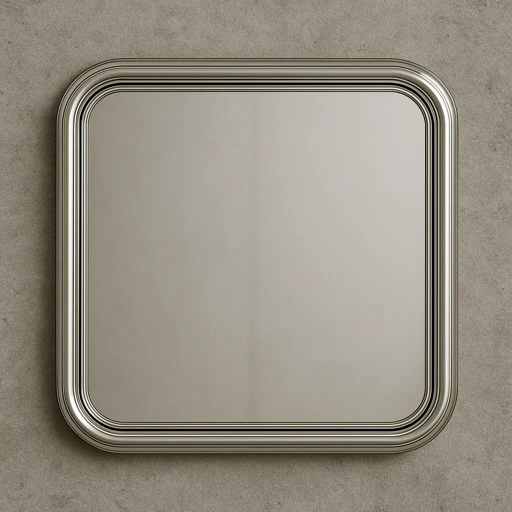 Luxury Modern Chrome Bold Square Mirror European Style for Villa