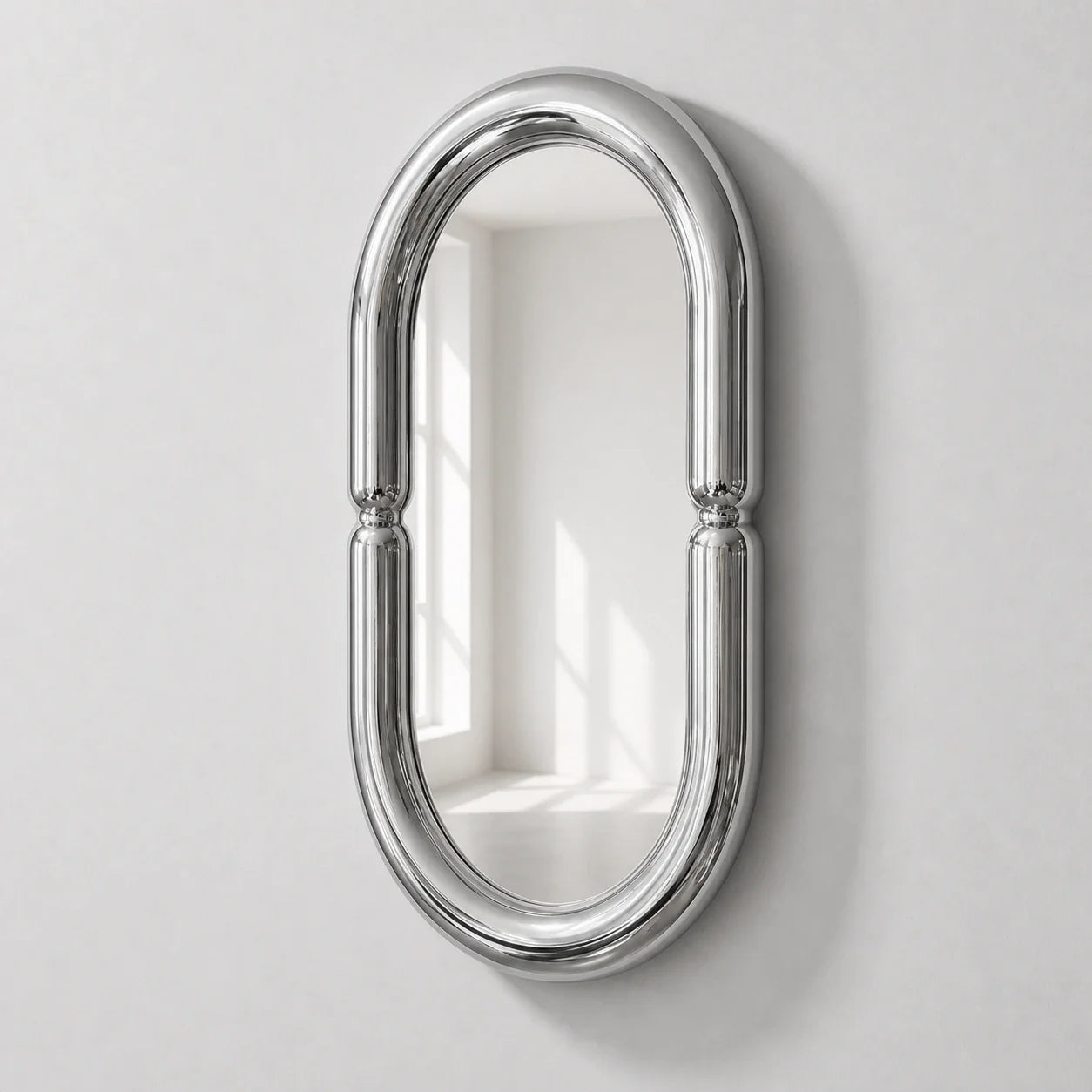 Luxury Modern Chrome Capsule Mirror European Style for Villa