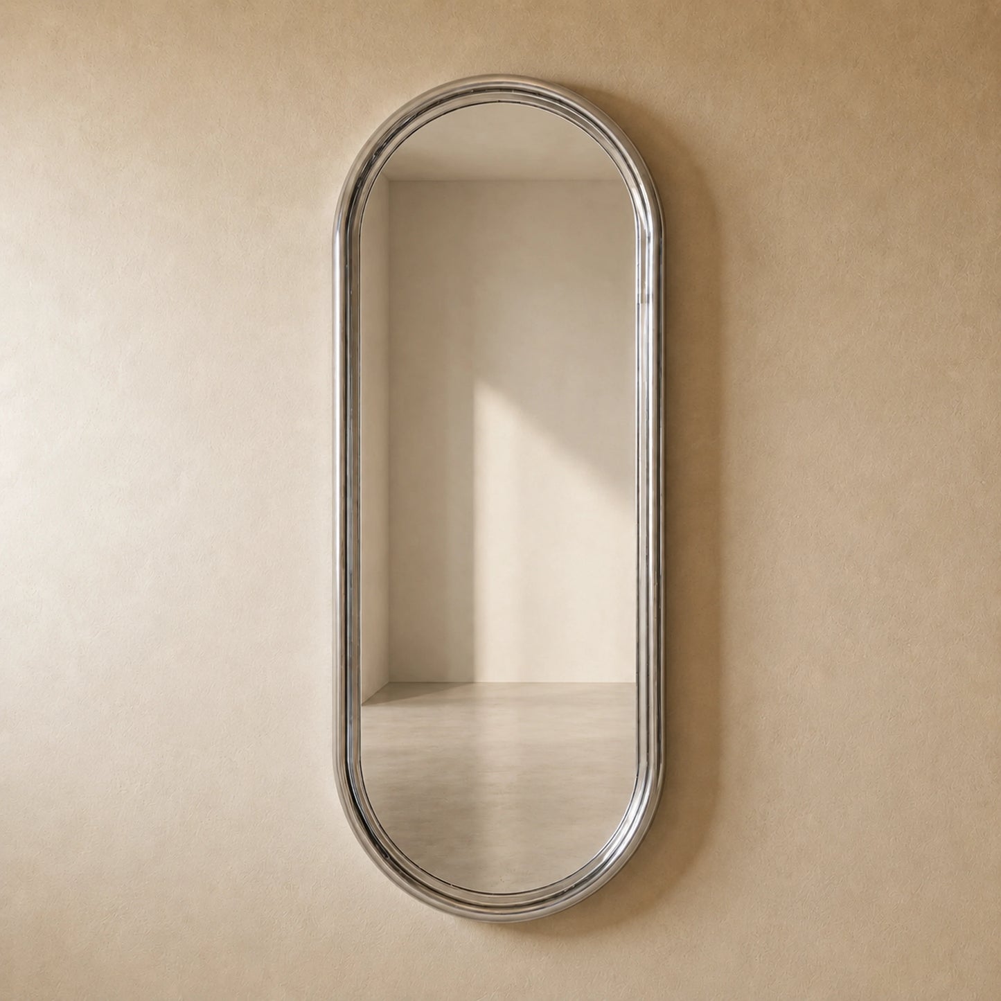 Luxury Modern Chrome Pill Mirror European Style for Villa