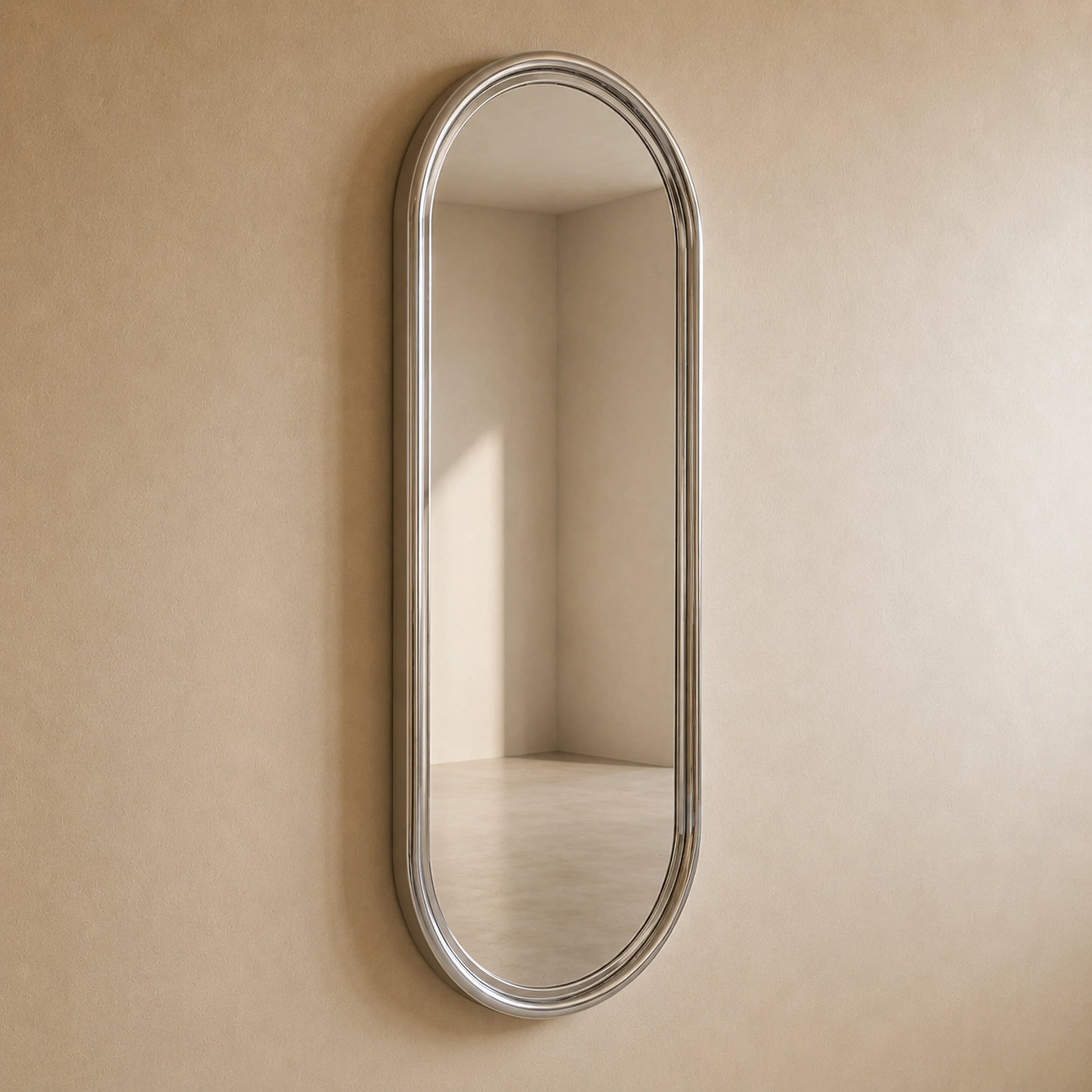 Luxury Modern Chrome Pill Mirror European Style for Villa