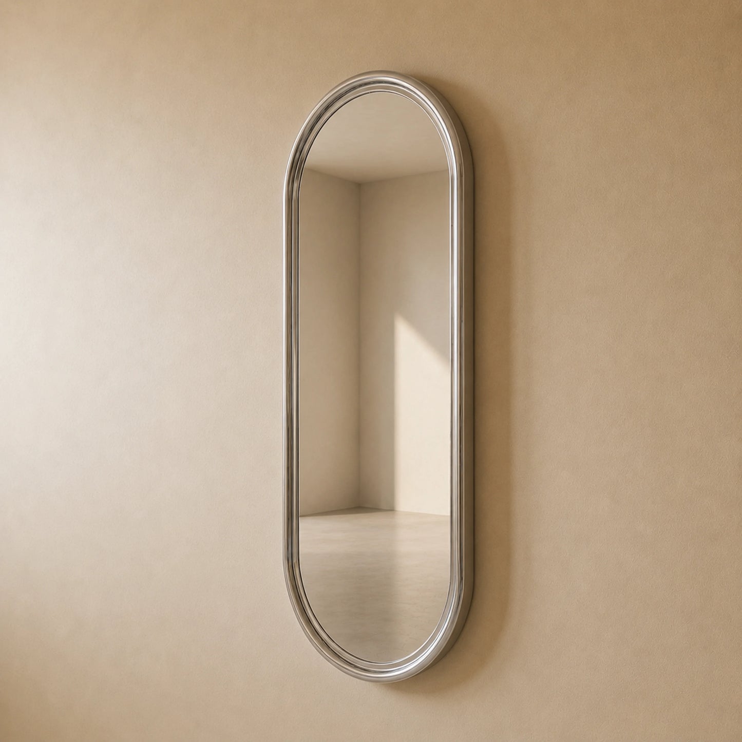 Luxury Modern Chrome Pill Mirror European Style for Villa