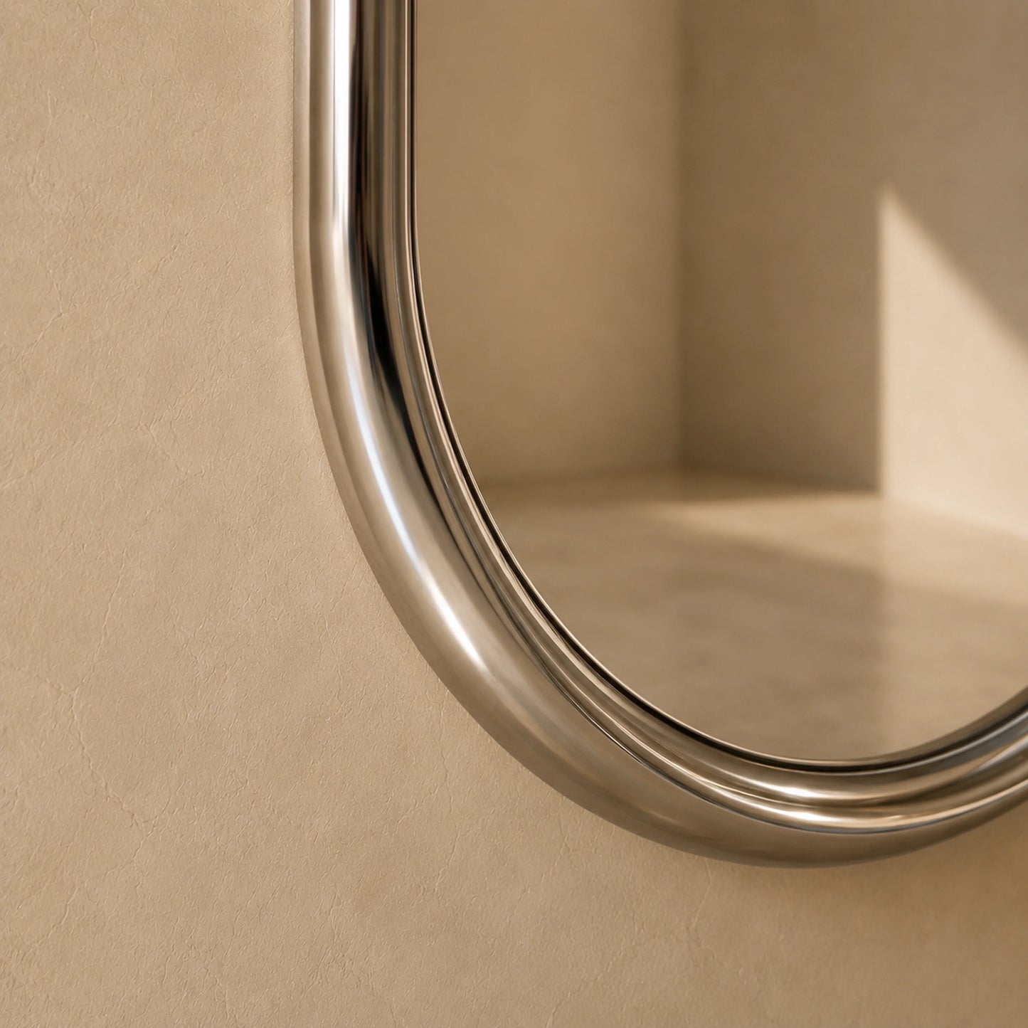 Luxury Modern Chrome Pill Mirror European Style for Villa