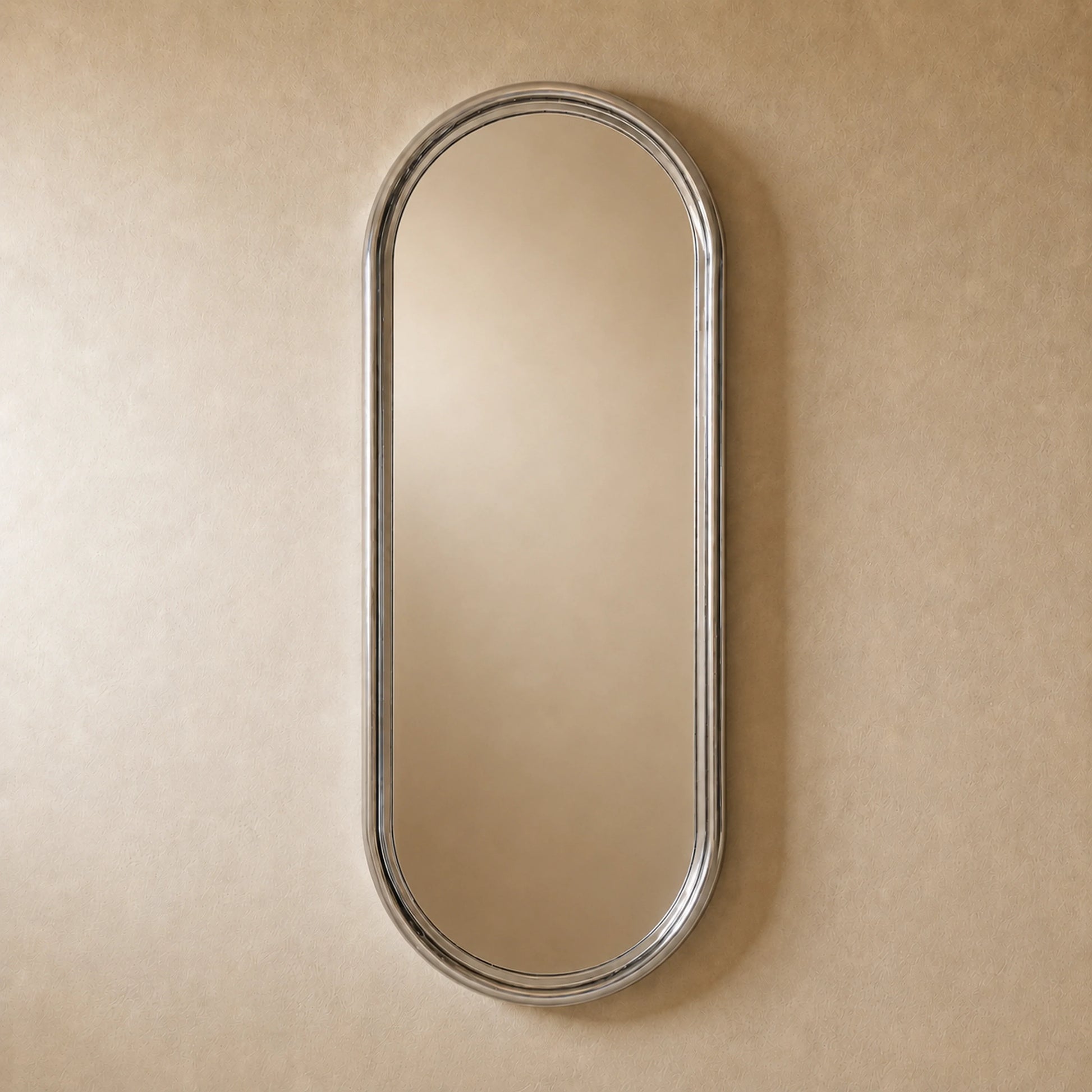 Luxury Modern Chrome Pill Mirror European Style for Villa