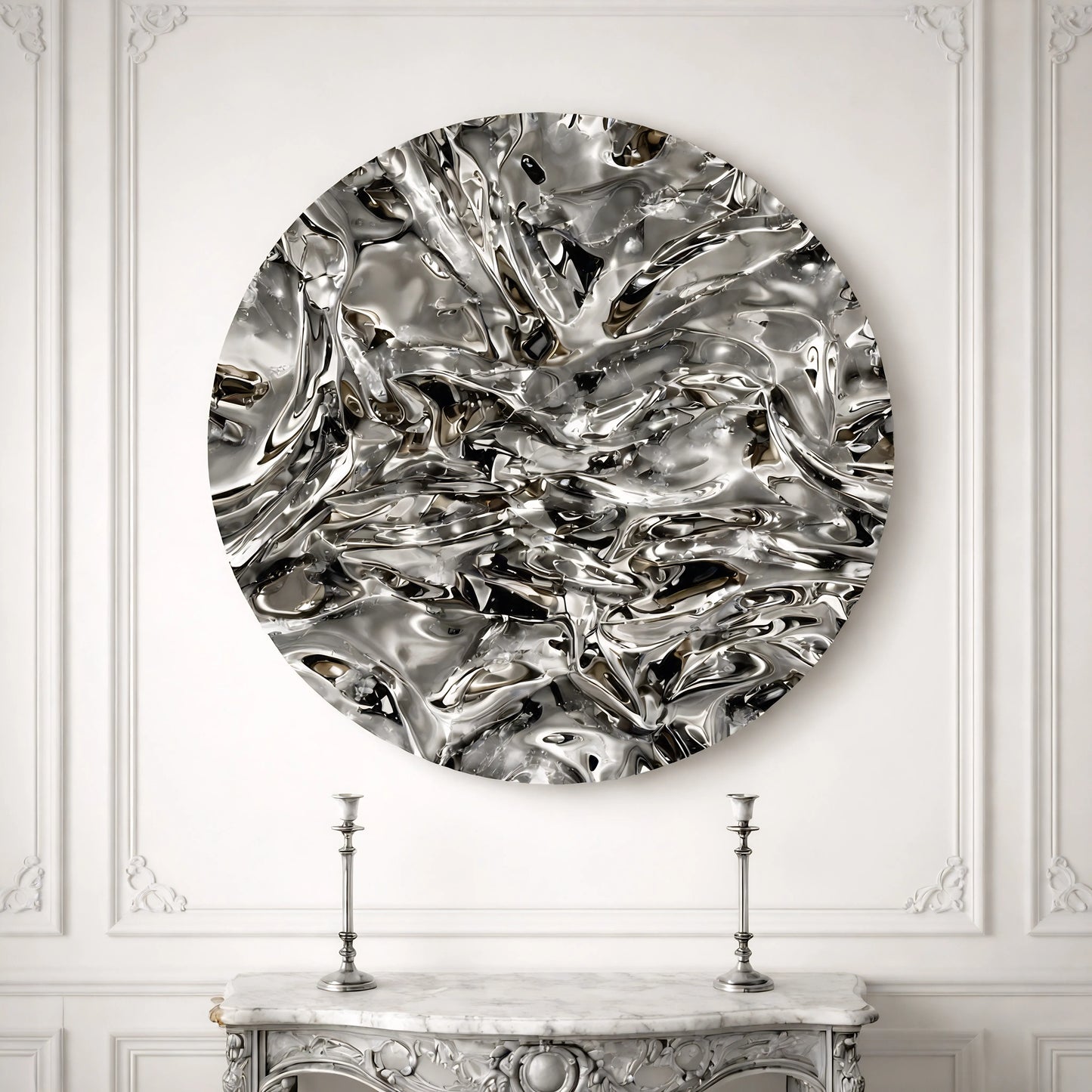 Luxury Modern Chrome Relief Mirror European Style for Villa