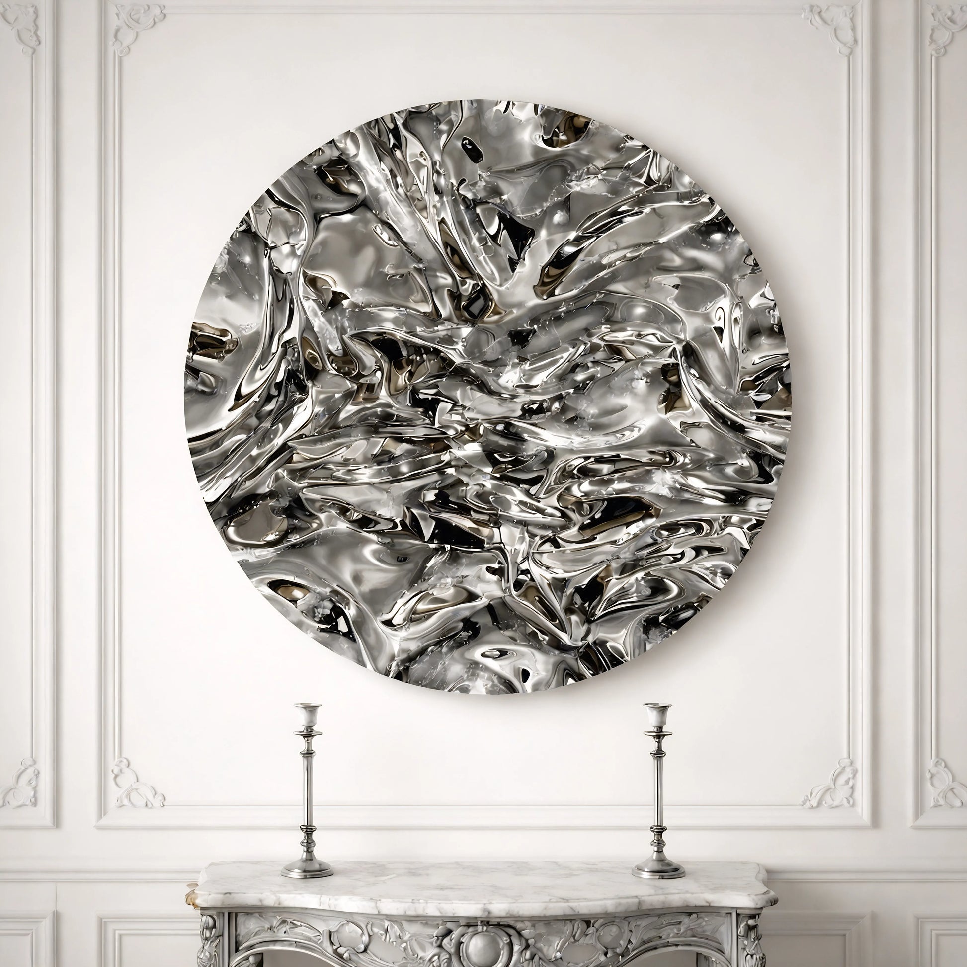 Luxury Modern Chrome Relief Mirror European Style for Villa