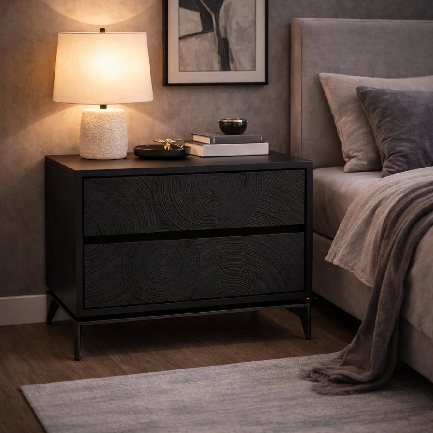 Luxury Modern Cirque 2-Drawer Nightstand European Style for Villa