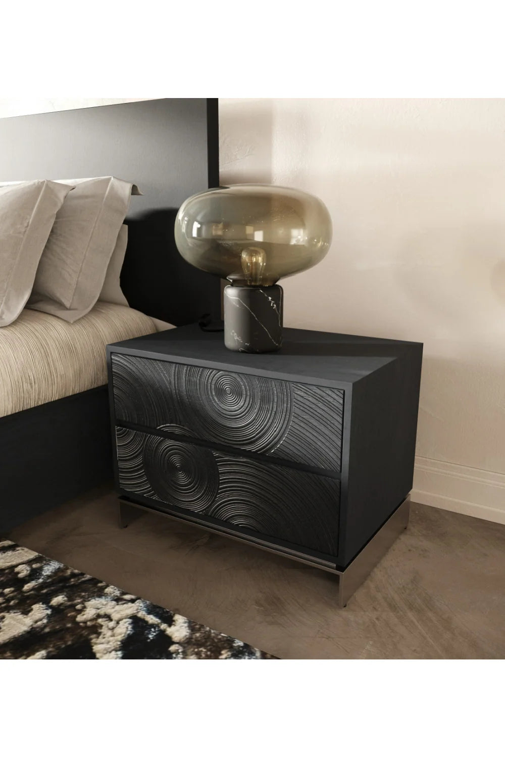 Luxury Modern Cirque 2-Drawer Nightstand European Style for Villa