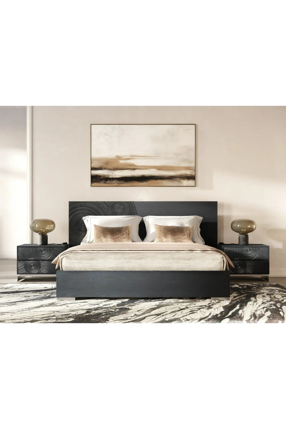 Luxury Modern Cirque 2-Drawer Nightstand European Style for Villa