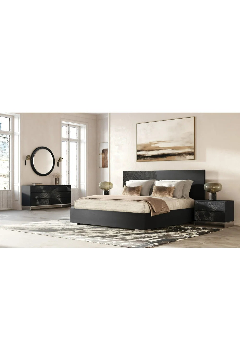 Luxury Modern Cirque 2-Drawer Nightstand European Style for Villa