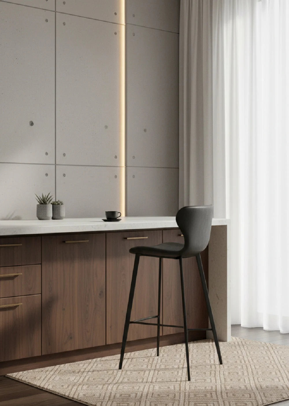 Luxury Modern Clamshell Tufted Bar Stool European Style for Villa