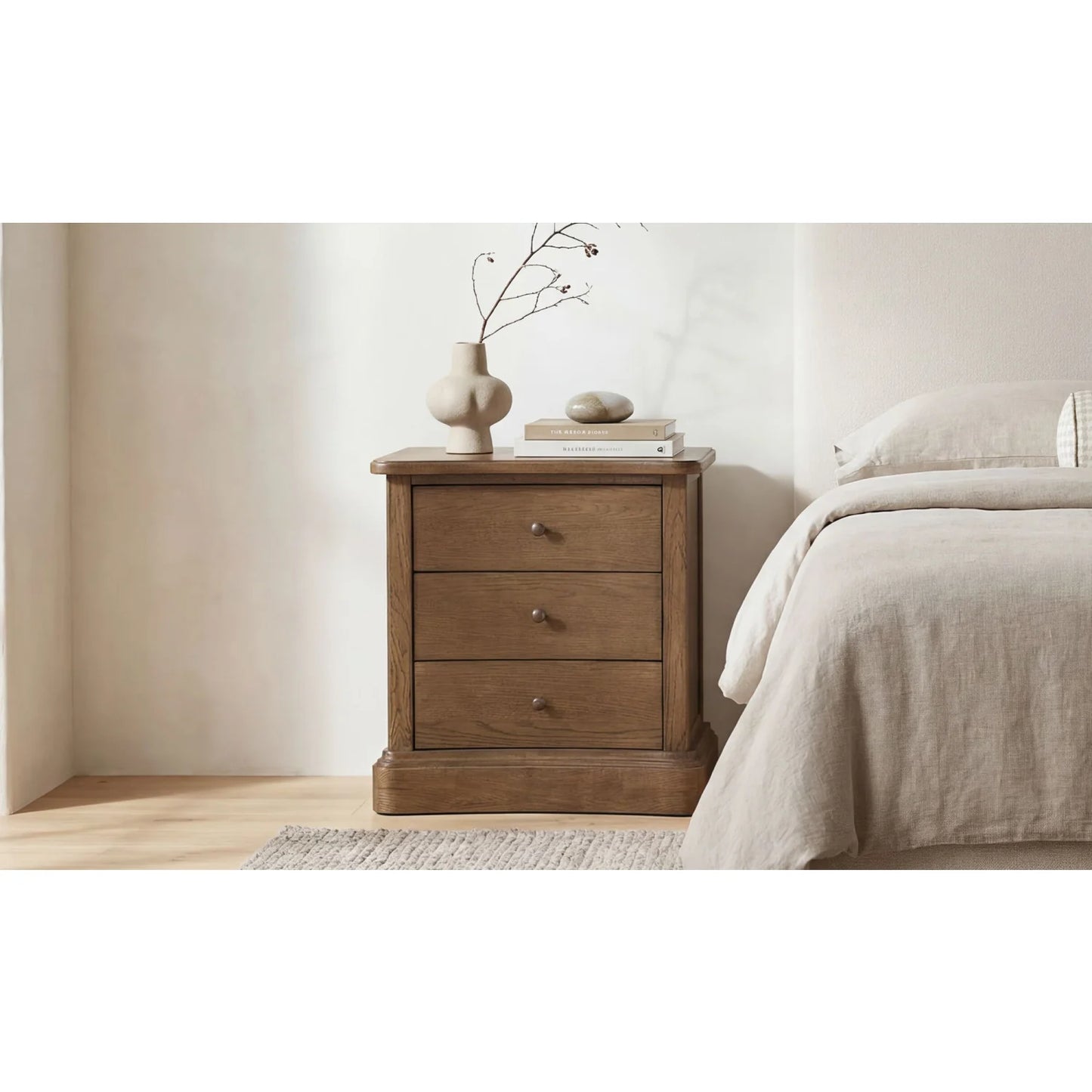 Luxury Modern Clarence 3-Drawer Nightstand European Style for Villa