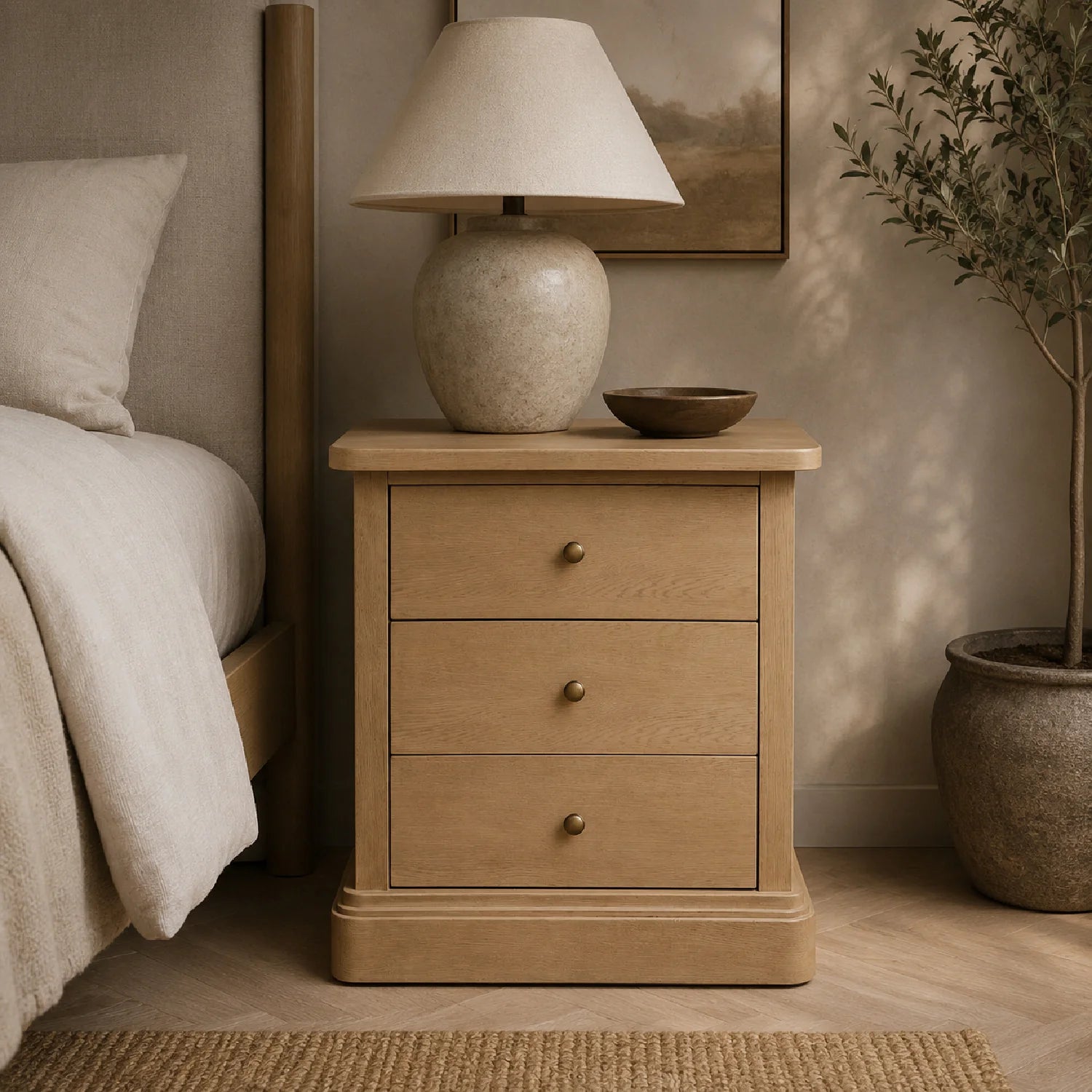 Luxury Modern Clarence 3-Drawer Nightstand European Style for Villa