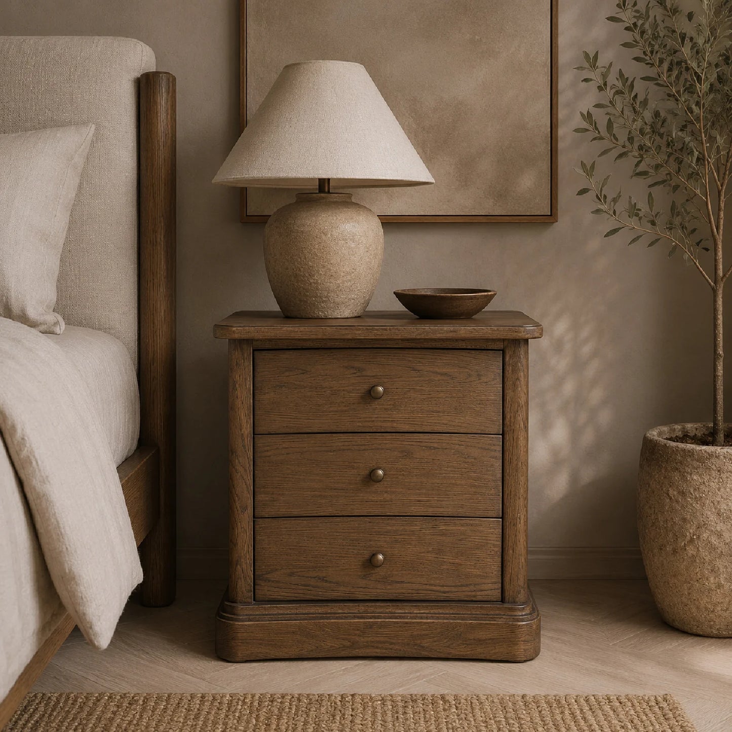 Luxury Modern Clarence 3-Drawer Nightstand European Style for Villa