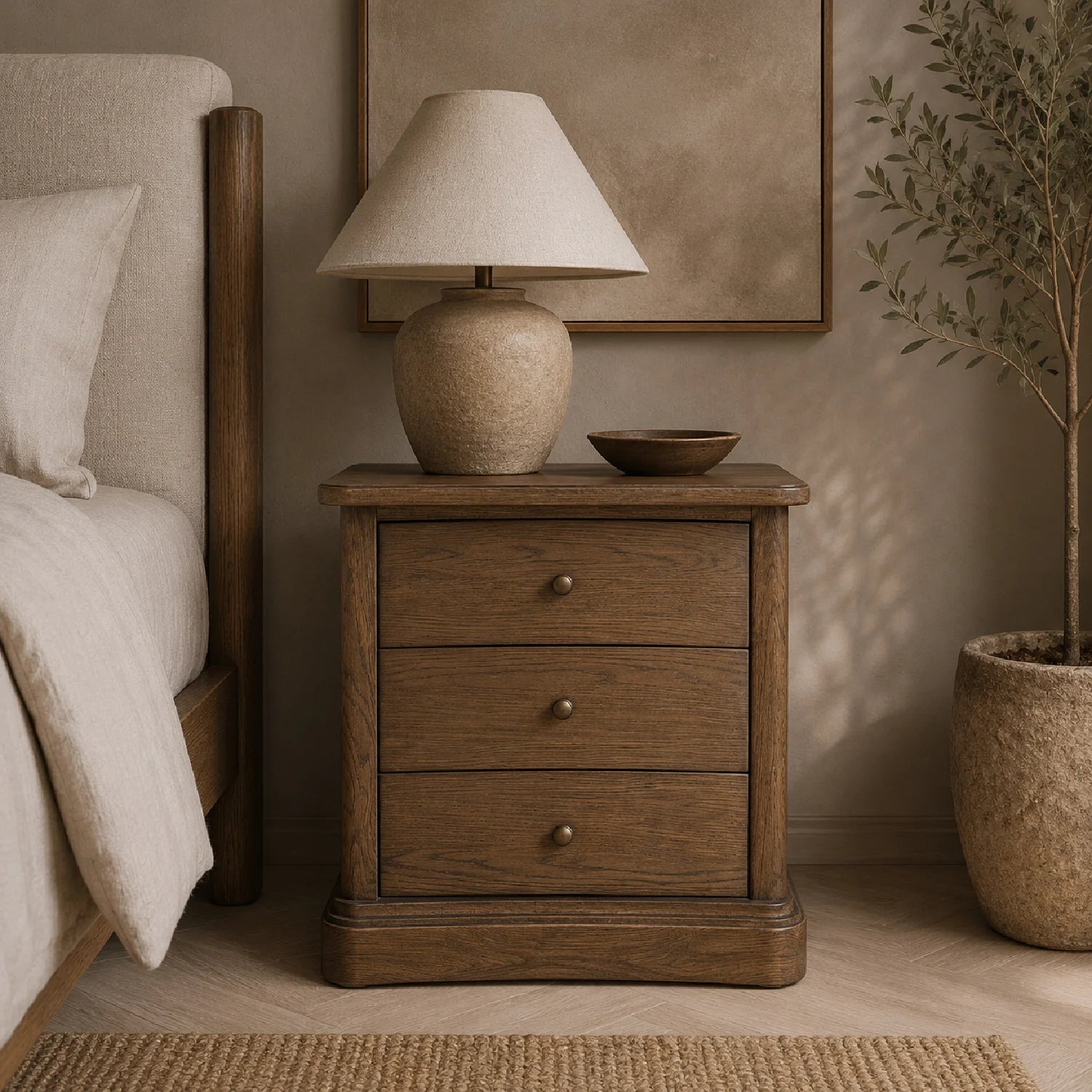 Luxury Modern Clarence 3-Drawer Nightstand European Style for Villa
