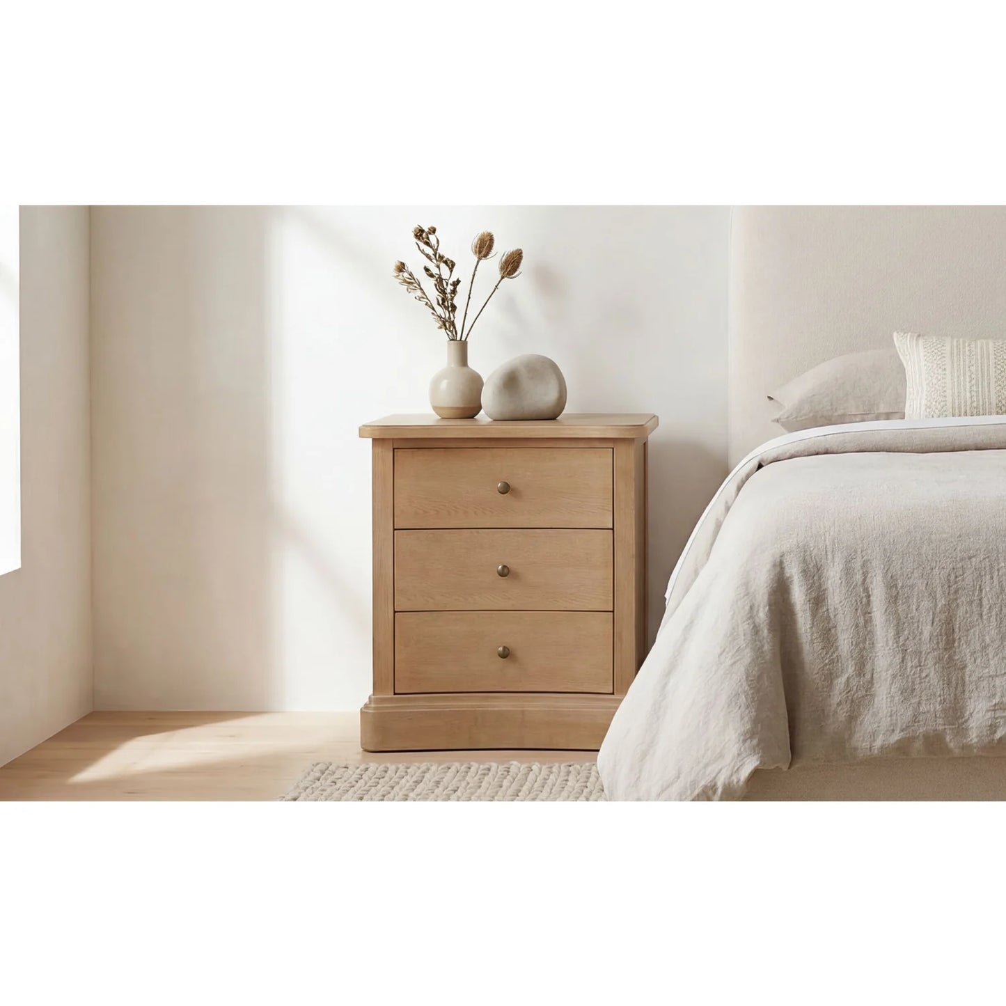 Luxury Modern Clarence 3-Drawer Nightstand European Style for Villa