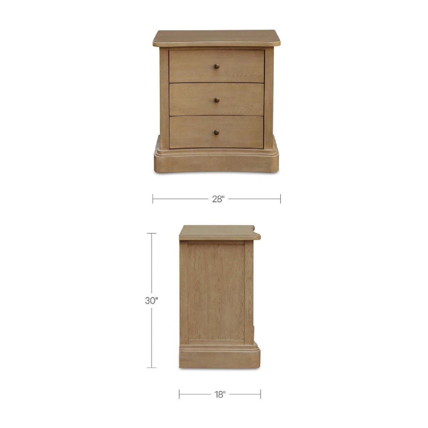 Luxury Modern Clarence 3-Drawer Nightstand European Style for Villa