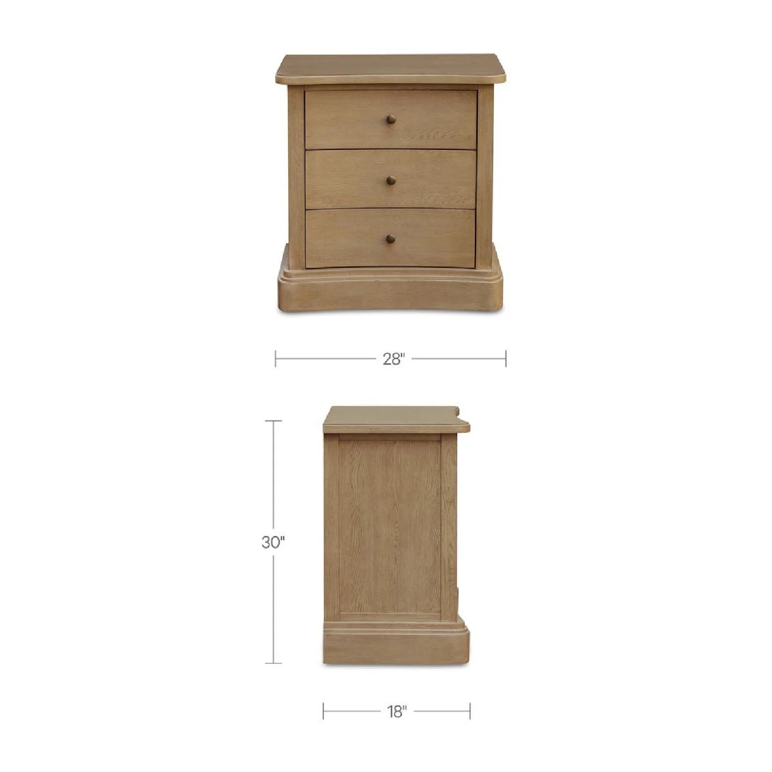 Luxury Modern Clarence 3-Drawer Nightstand European Style for Villa