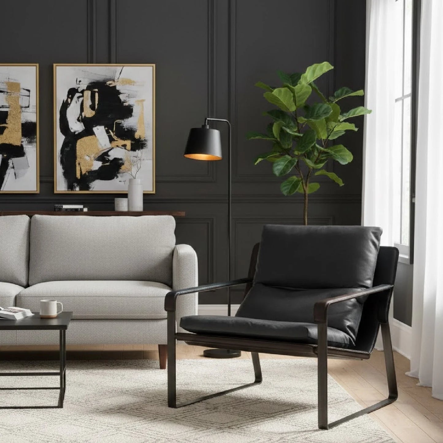 Luxury Modern Classic Leather Accent Chair Modern Italian Style for Villa