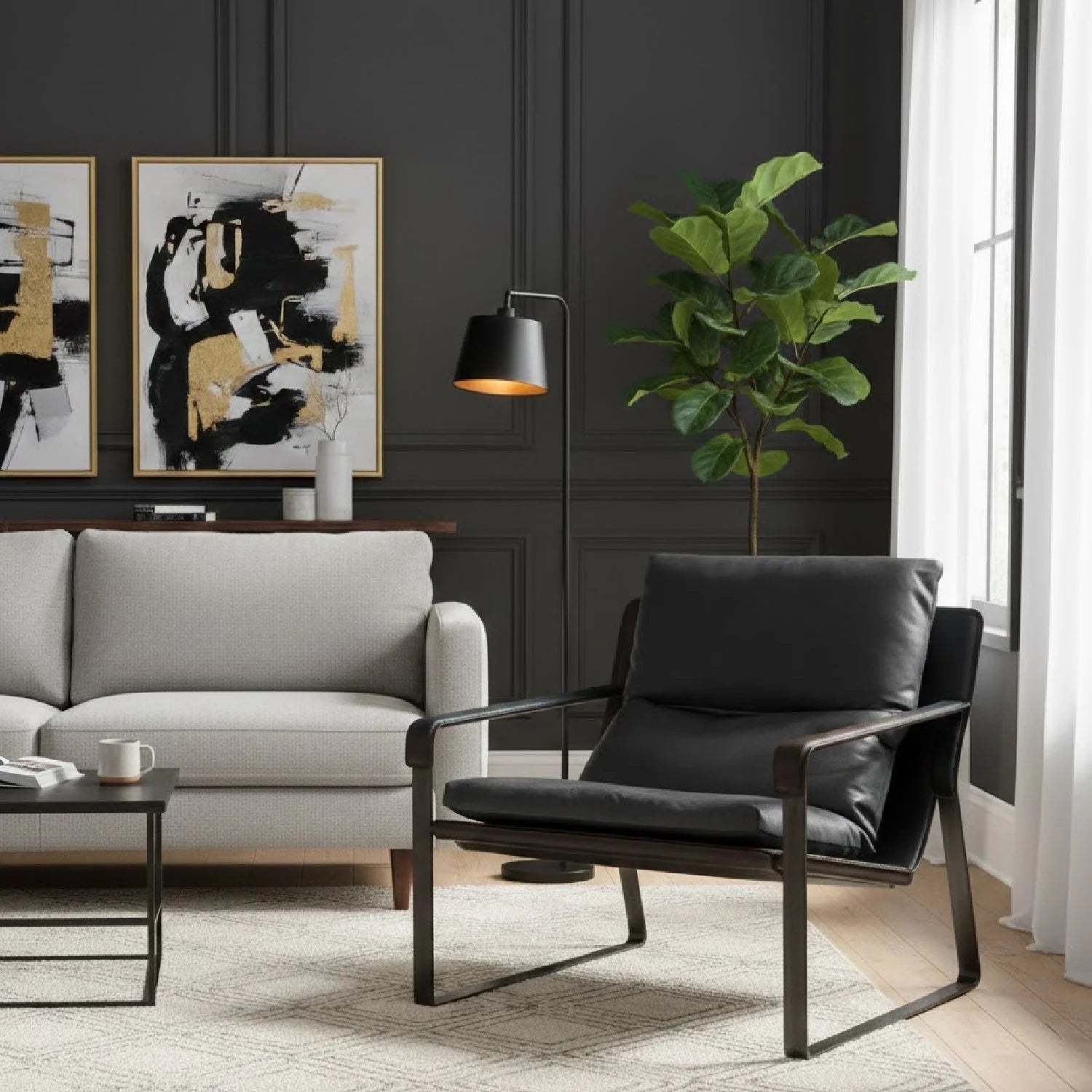 Luxury Modern Classic Leather Accent Chair Modern Italian Style for Villa