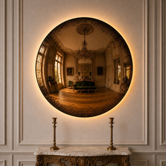 Luxury Modern Convex Glow Cognac Mirror European Style for Villa