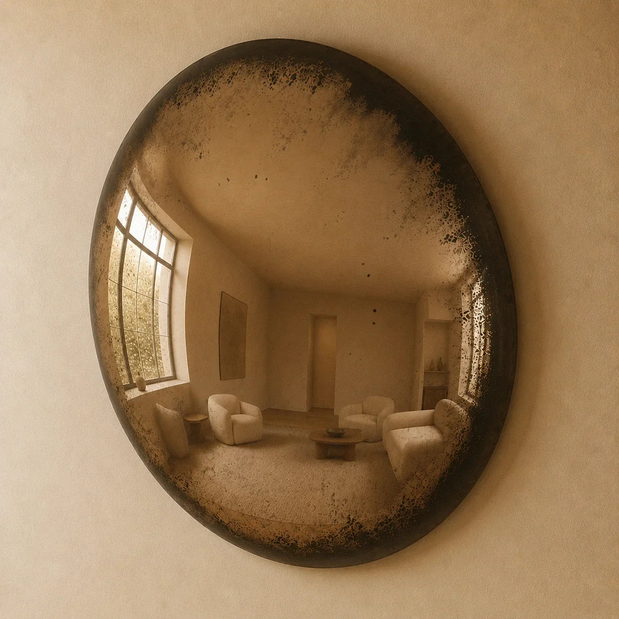 Luxury Modern Convex Glow Cognac Mirror European Style for Villa