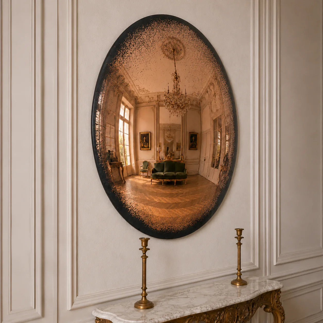 Luxury Modern Convex Glow Cognac Mirror European Style for Villa