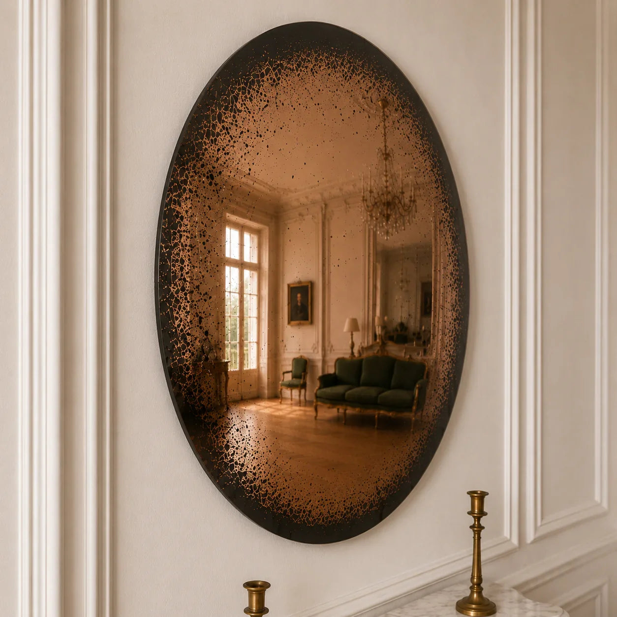 Luxury Modern Convex Glow Cognac Mirror European Style for Villa