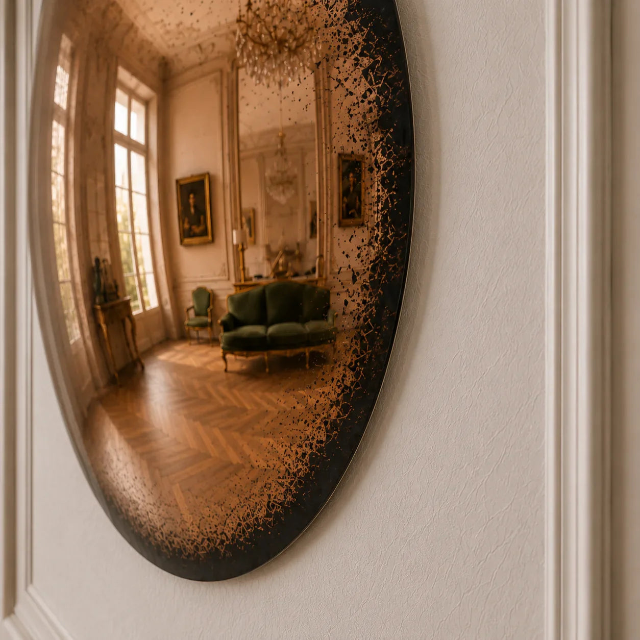 Luxury Modern Convex Glow Cognac Mirror European Style for Villa