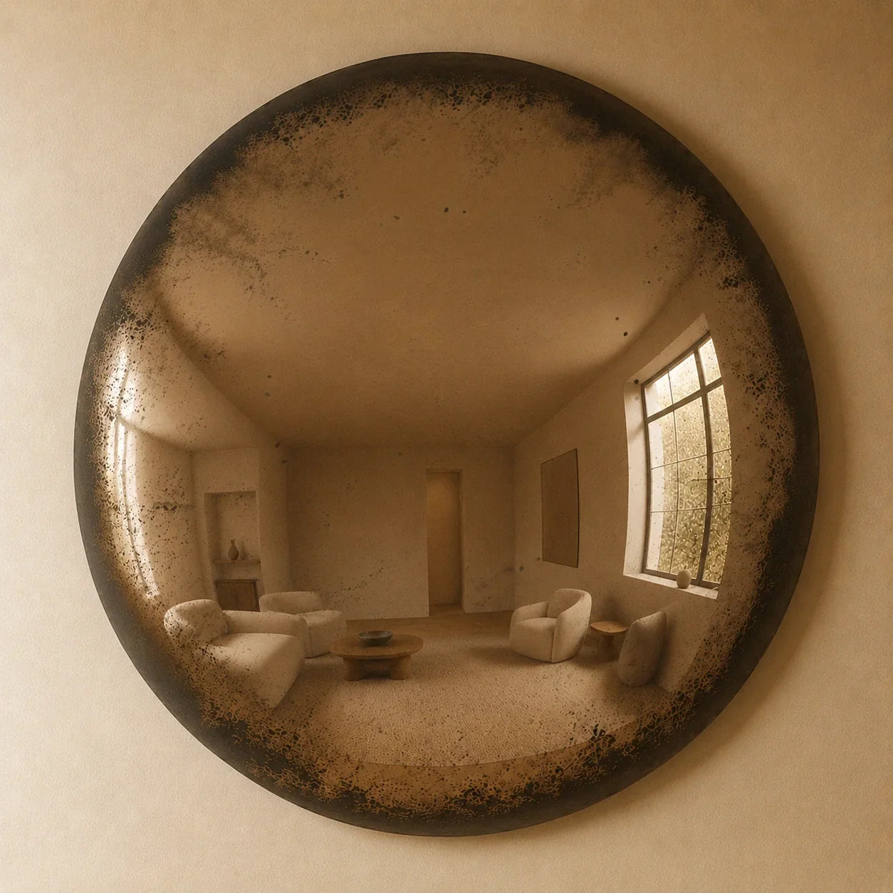 Luxury Modern Convex Glow Cognac Mirror European Style for Villa