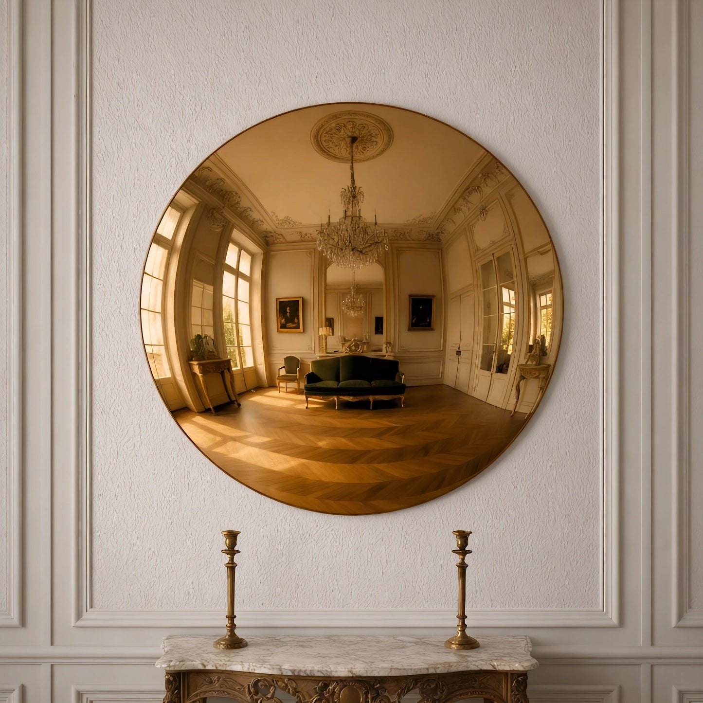 Luxury Modern Convex Glow Mirror European Style for Villa