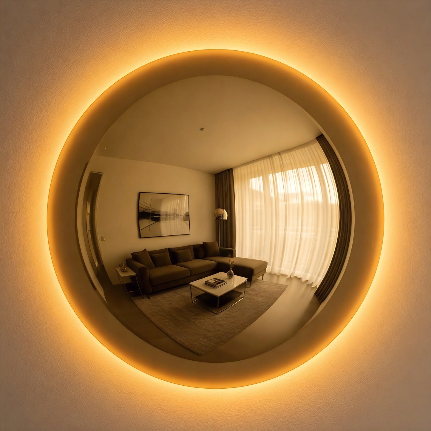 Luxury Modern Convex Glow Mirror European Style for Villa