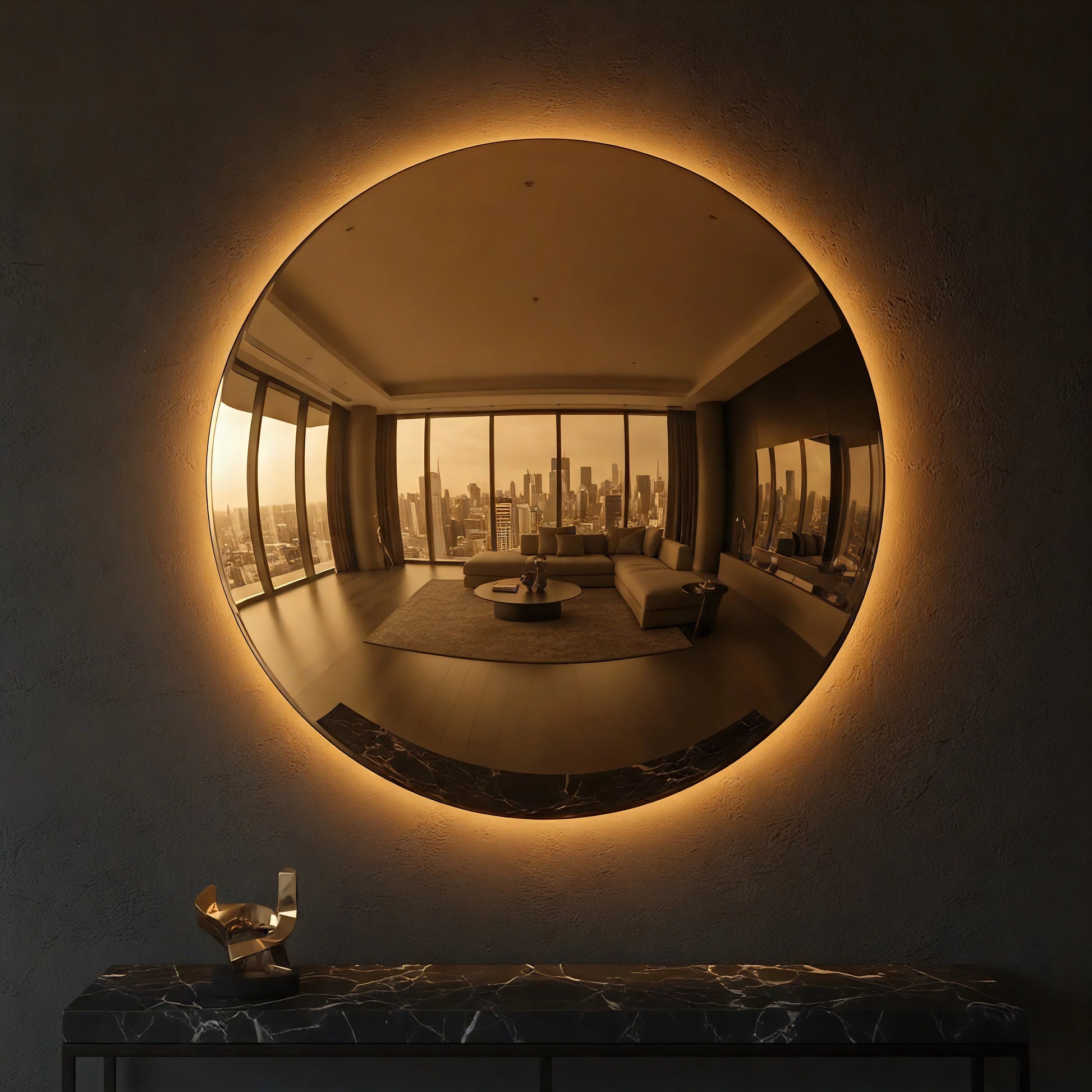 Luxury Modern Convex Glow Mirror European Style for Villa