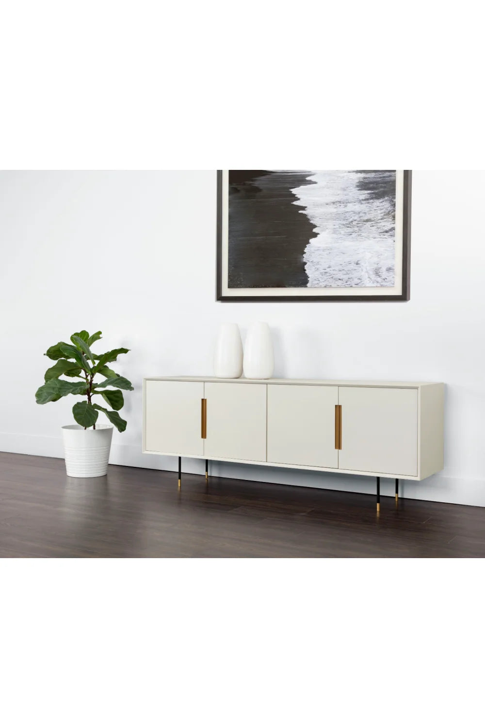 Luxury Modern Cream 4-Door Sideboard European Style for Villa