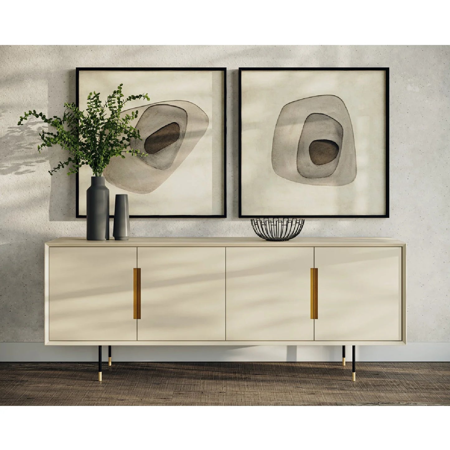 Luxury Modern Cream 4-Door Sideboard European Style for Villa