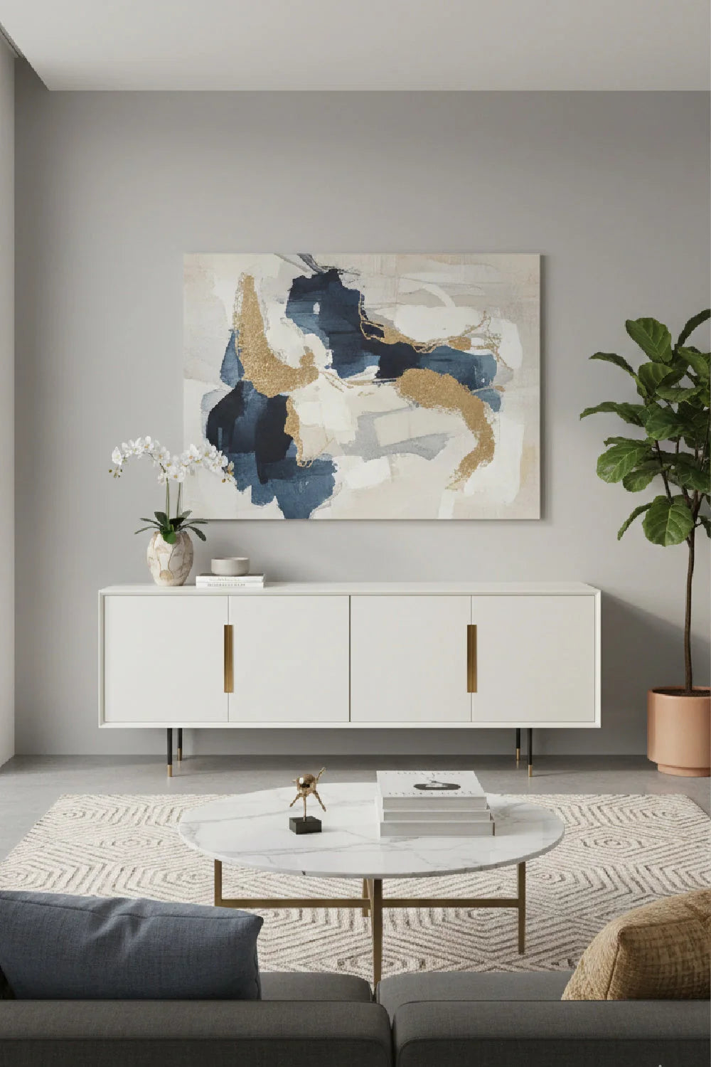 Luxury Modern Cream 4-Door Sideboard European Style for Villa