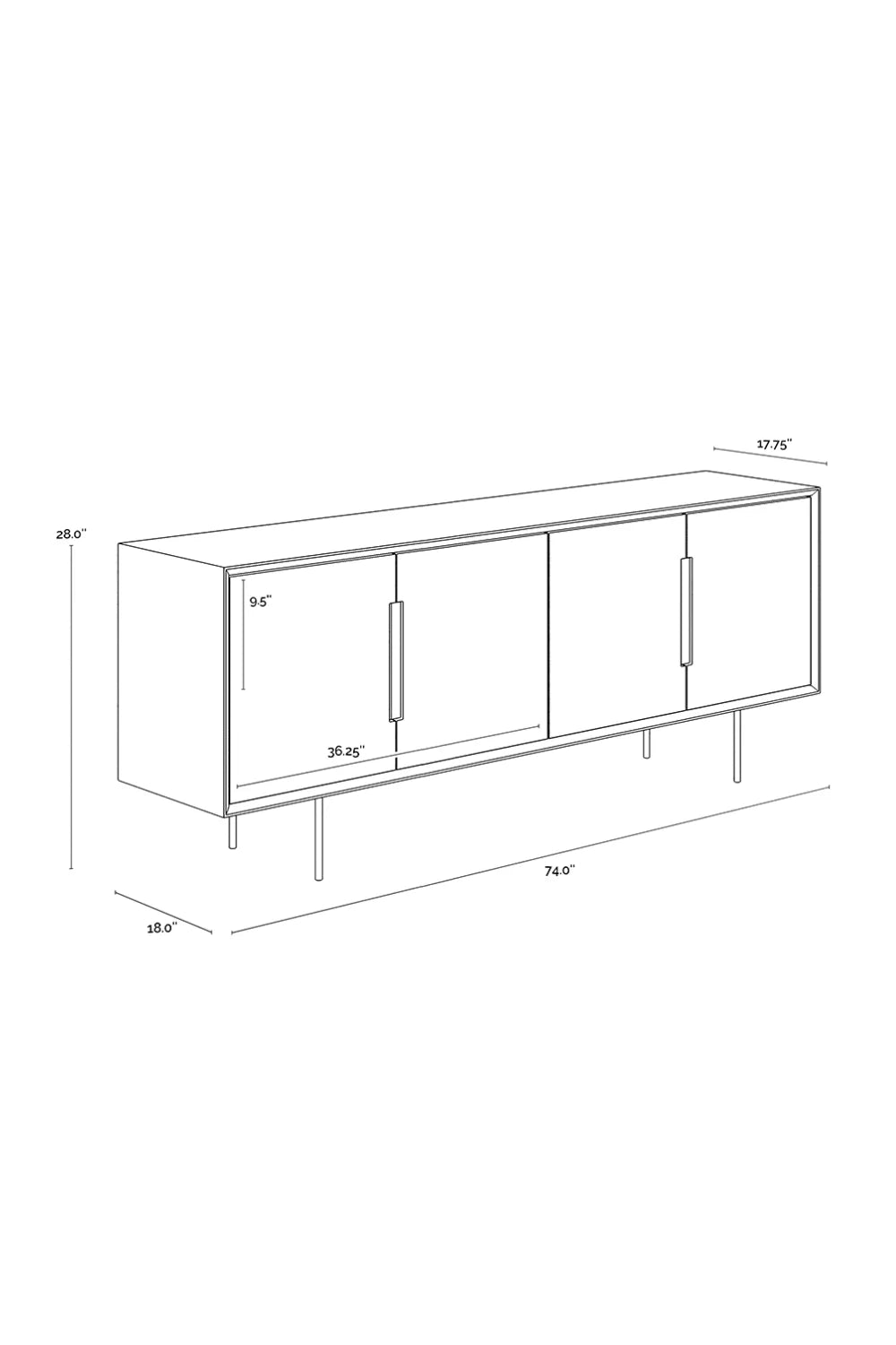 Luxury Modern Cream 4-Door Sideboard European Style for Villa