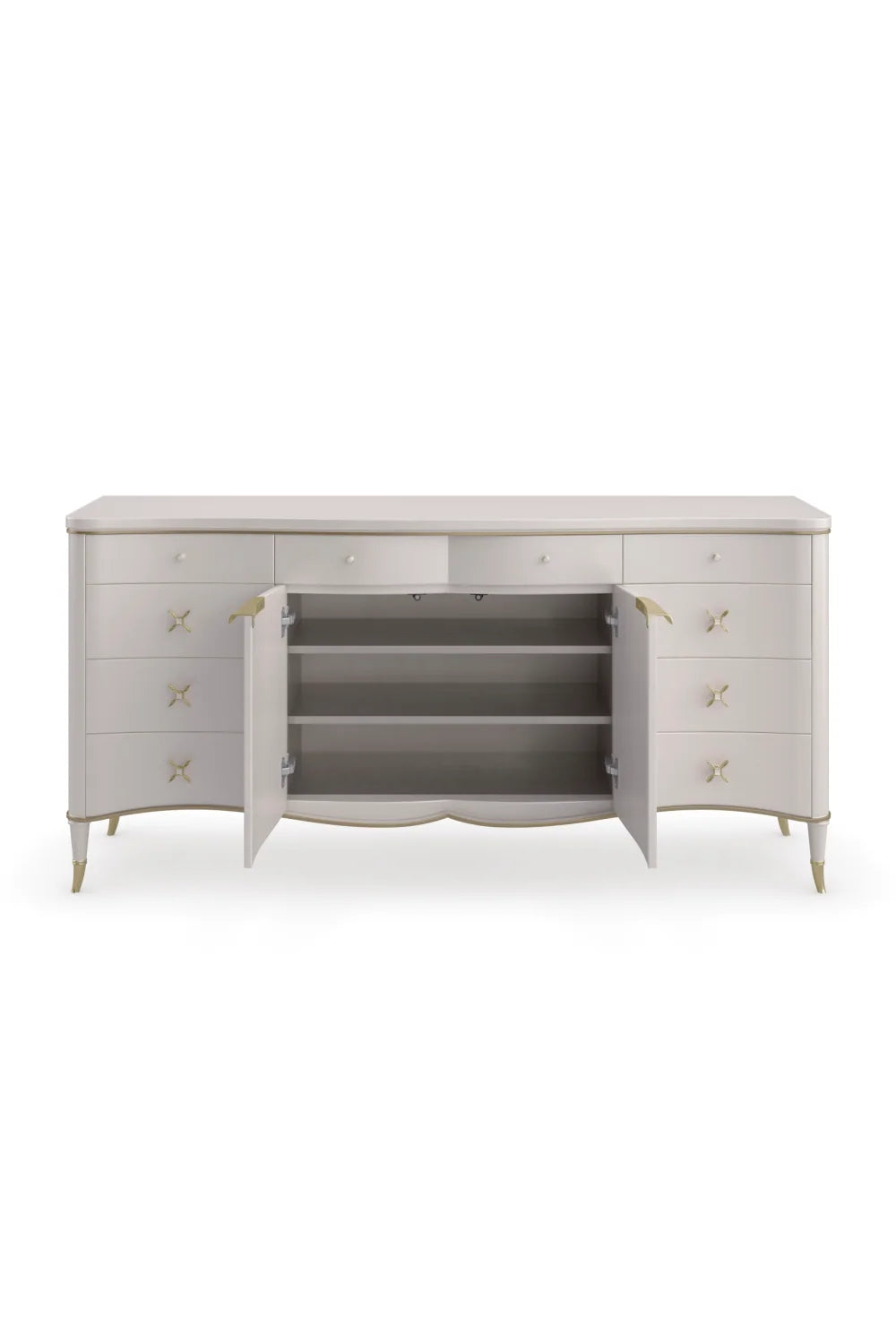 Luxury Modern Cream Curved Dresser European Style for Villa