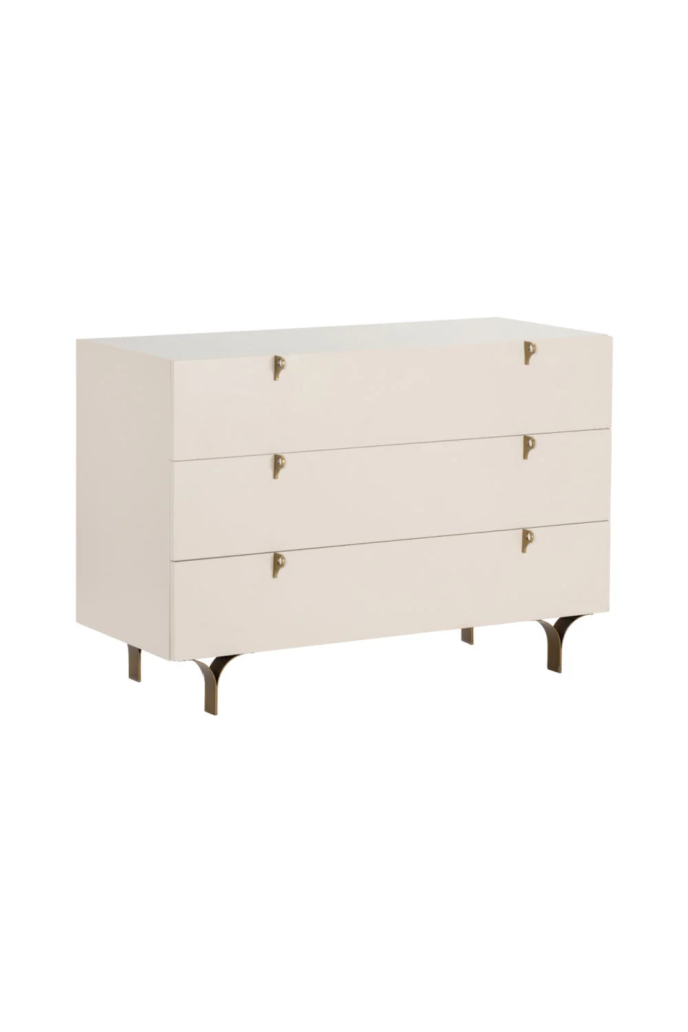 Luxury Modern Cream Rubberwood 3-Drawer Dresser European Style for Villa