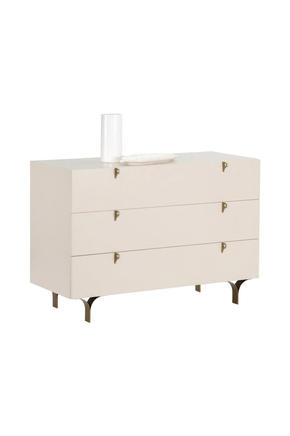 Luxury Modern Cream Rubberwood 3-Drawer Dresser European Style for Villa