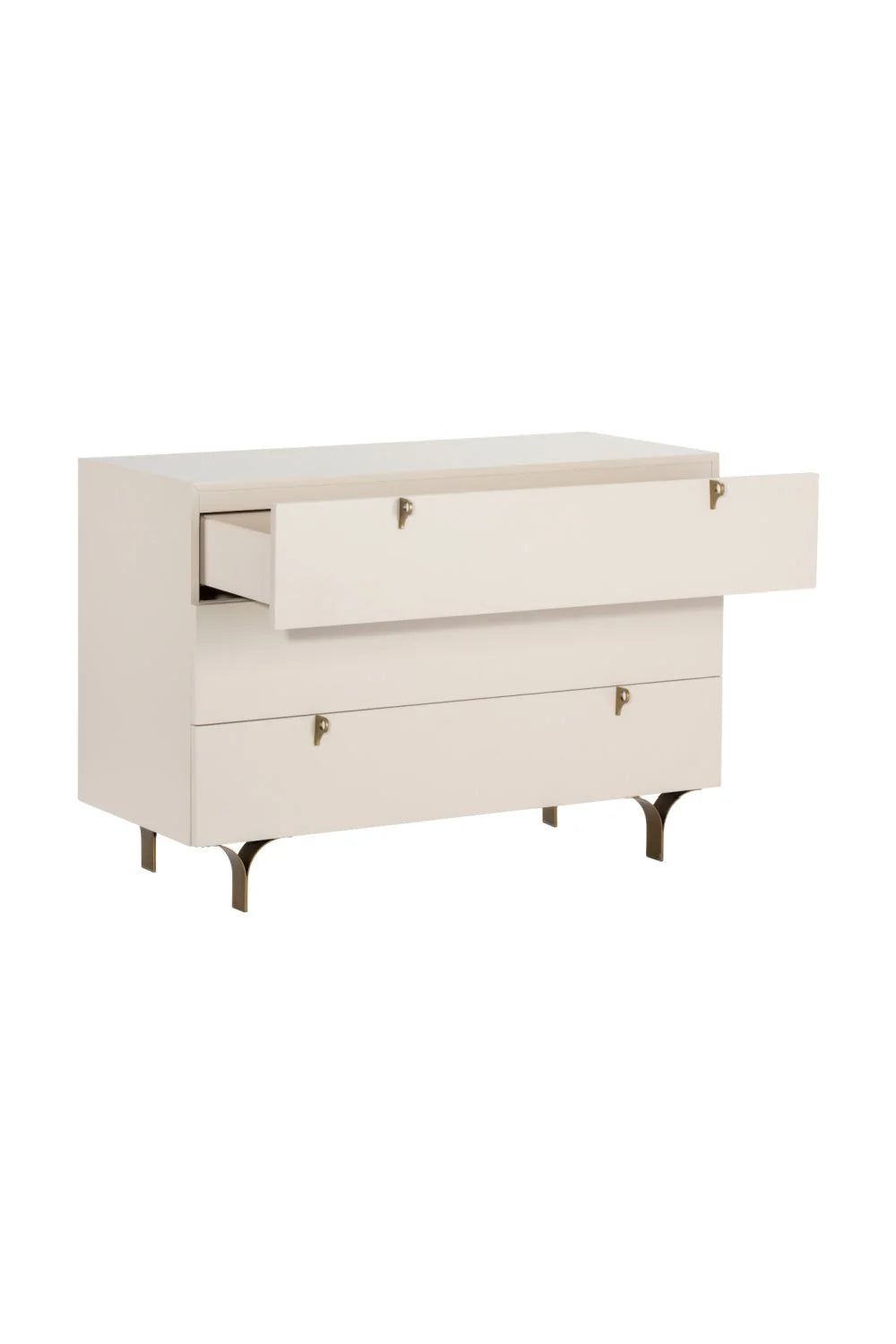 Luxury Modern Cream Rubberwood 3-Drawer Dresser European Style for Villa