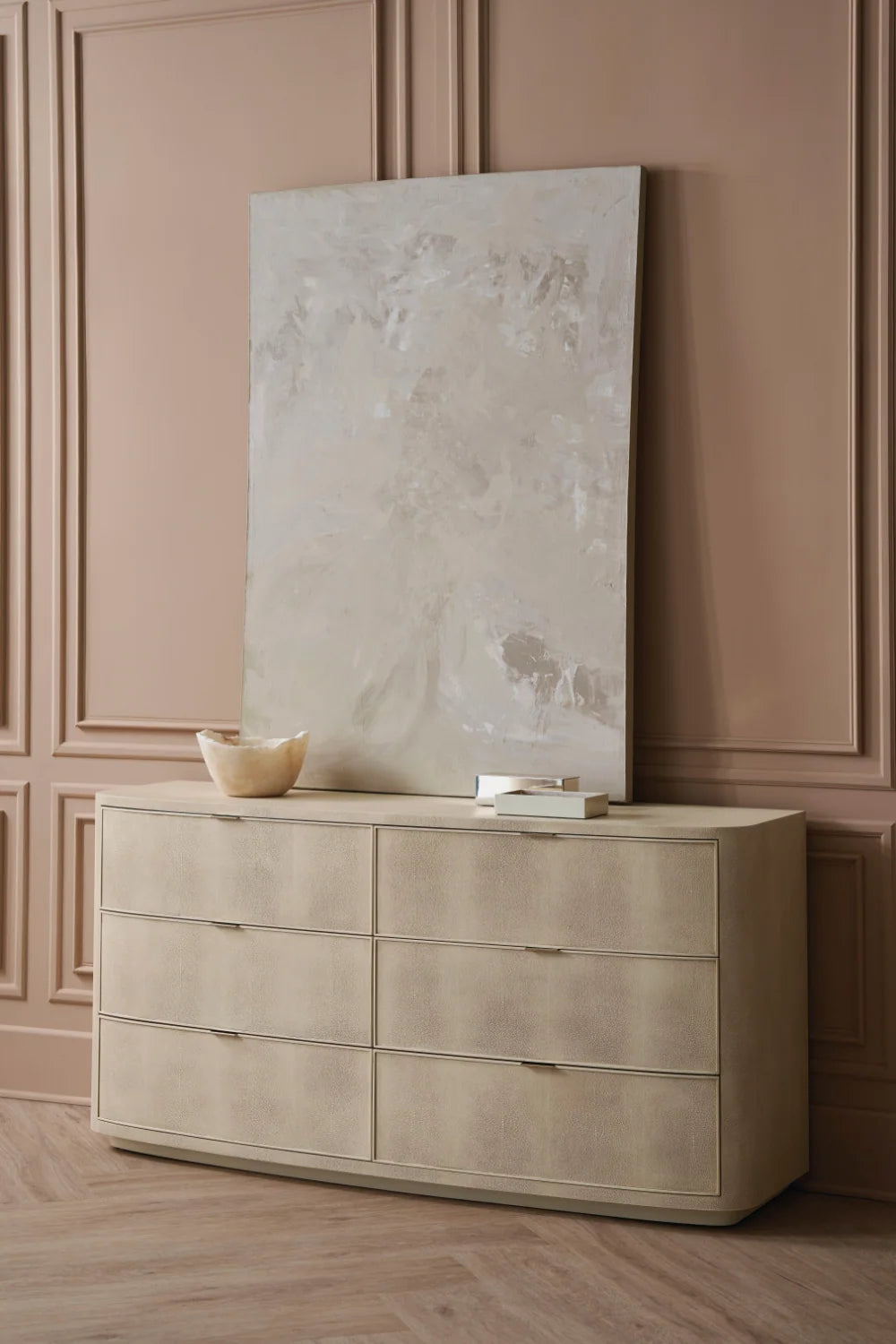 Luxury Modern Cream Shagreen Dresser European Style for Villa